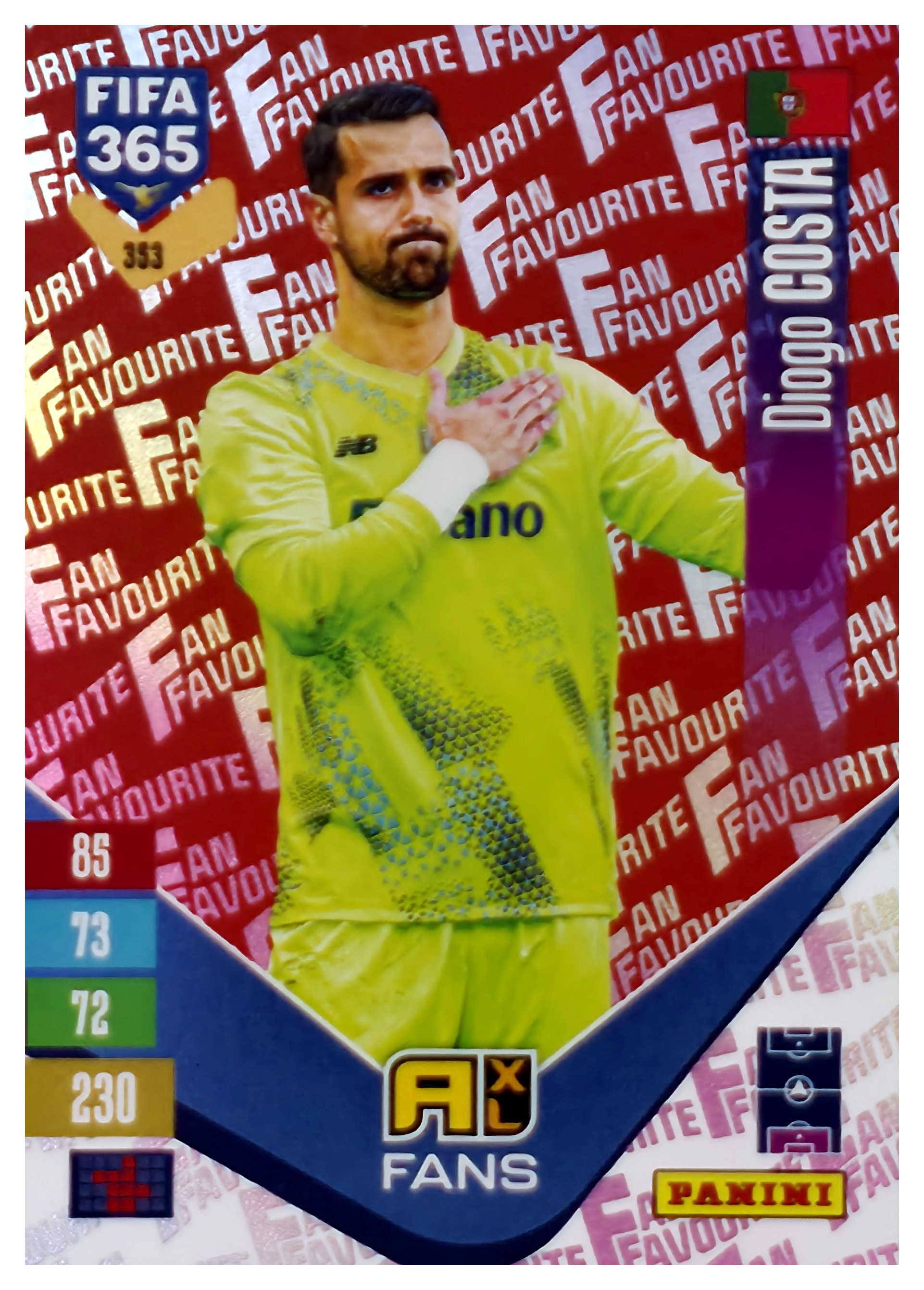 Diogo Costa - Panini Adrenalyn XL FIFA 365 Fan Favourites 2026-27, Nr. 353 – Red, Insert (Art.-Nr. SG110605)