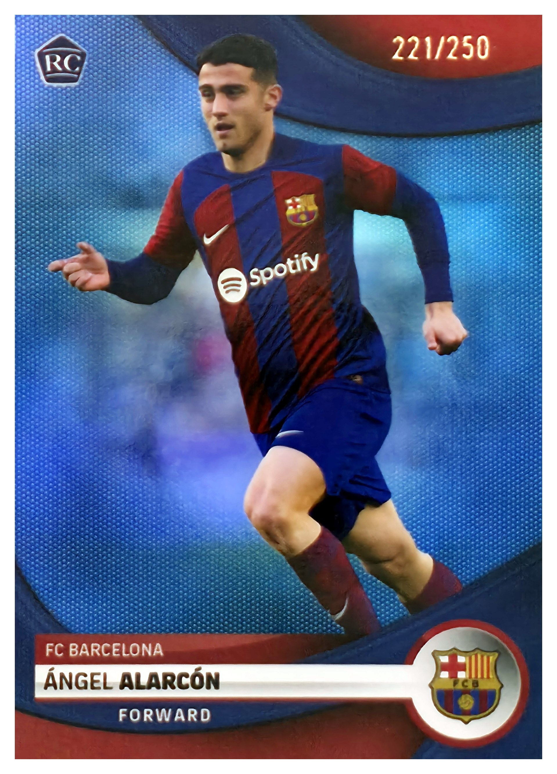 Ángel Alarcón - Topps FC Barcelona Team Set First Team 2023-24, Nr. 24 – Rookie Card, Nummeriert, Blue (Art.-Nr. SG108727)