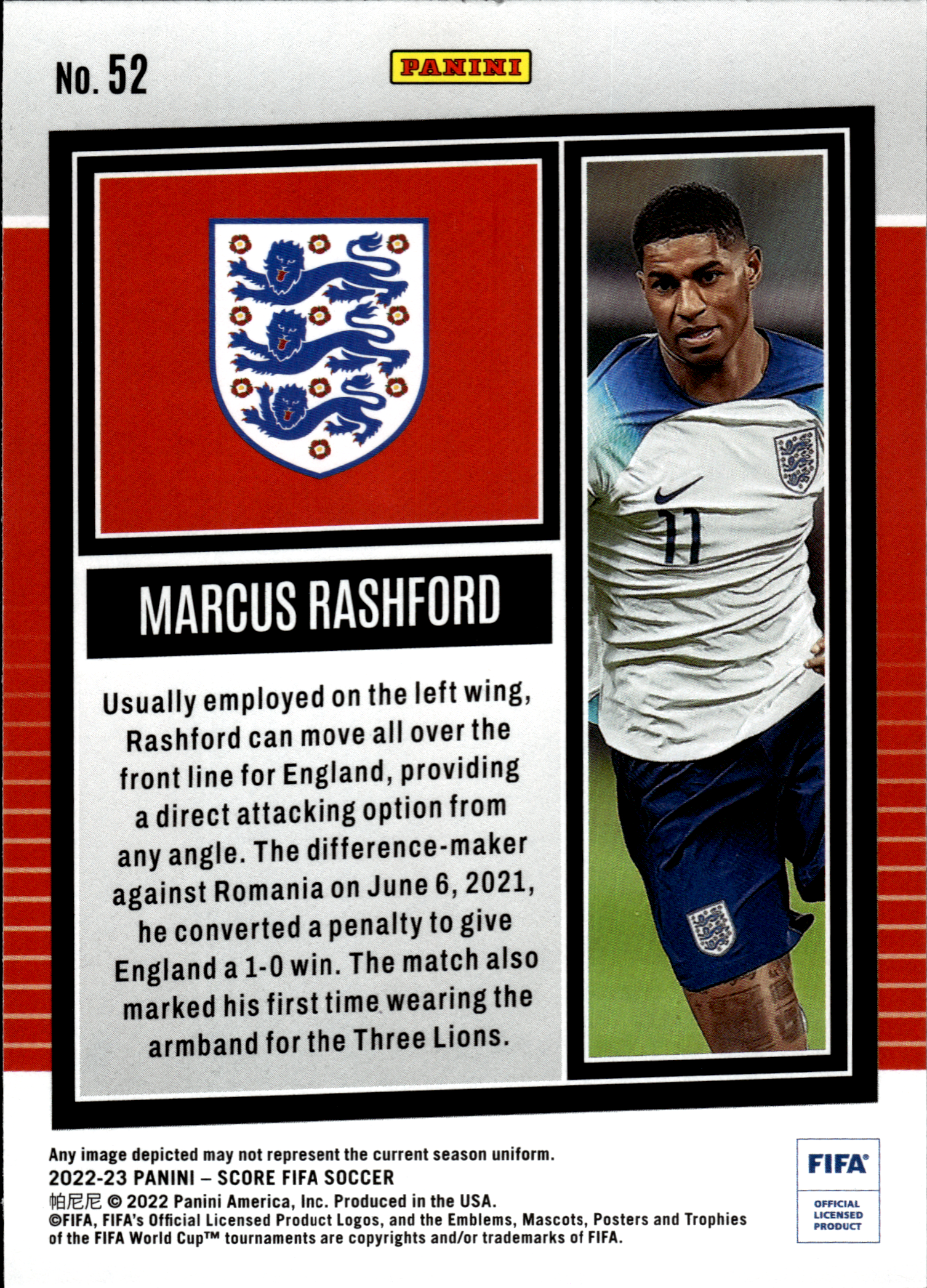 Marcus Rashford - Panini Score FIFA Soccer 2022-23, Nr. 52