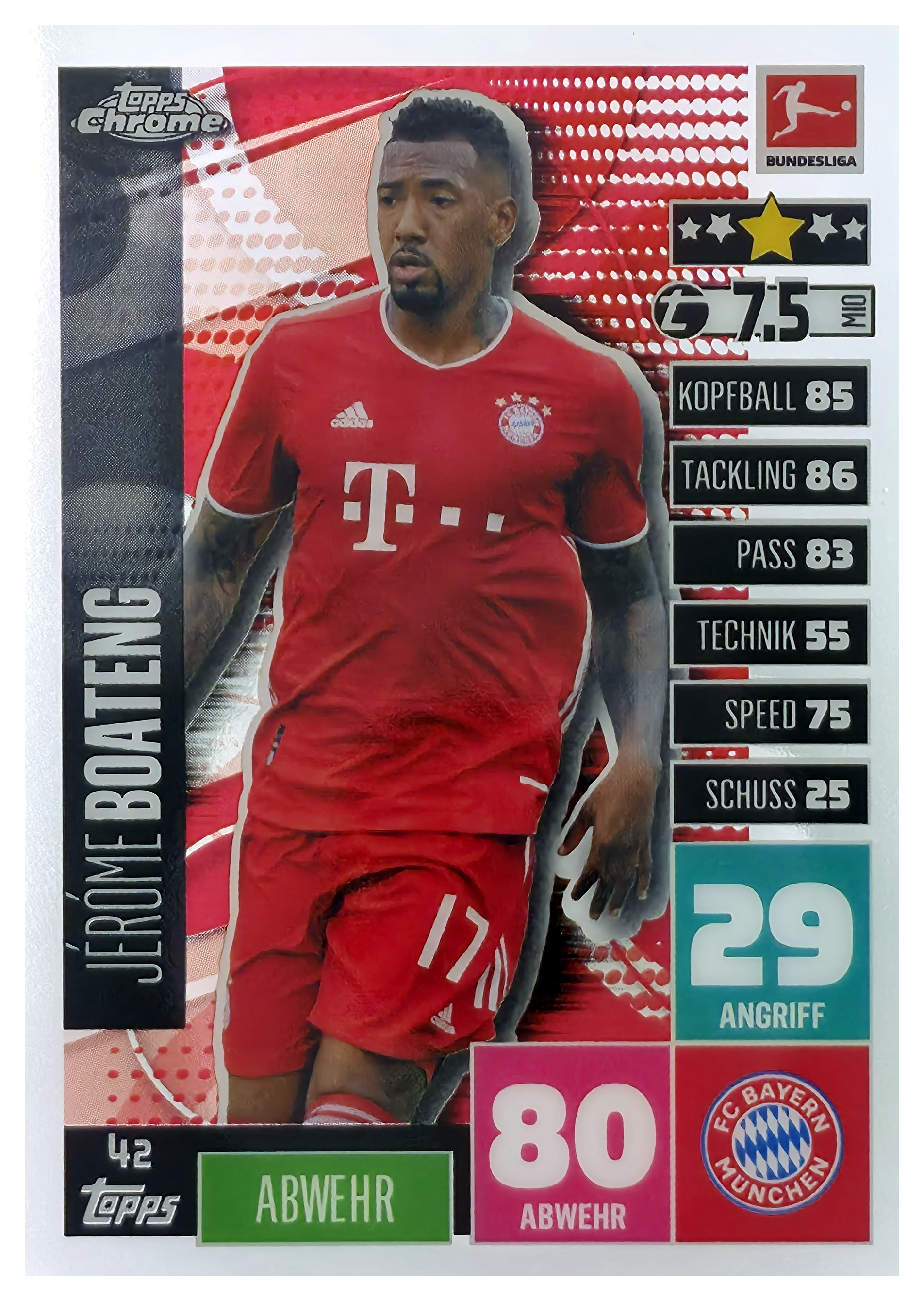Jérôme Boateng - Topps Chrome Match Attax Bundesliga Base Set 2020-21, Nr. 42