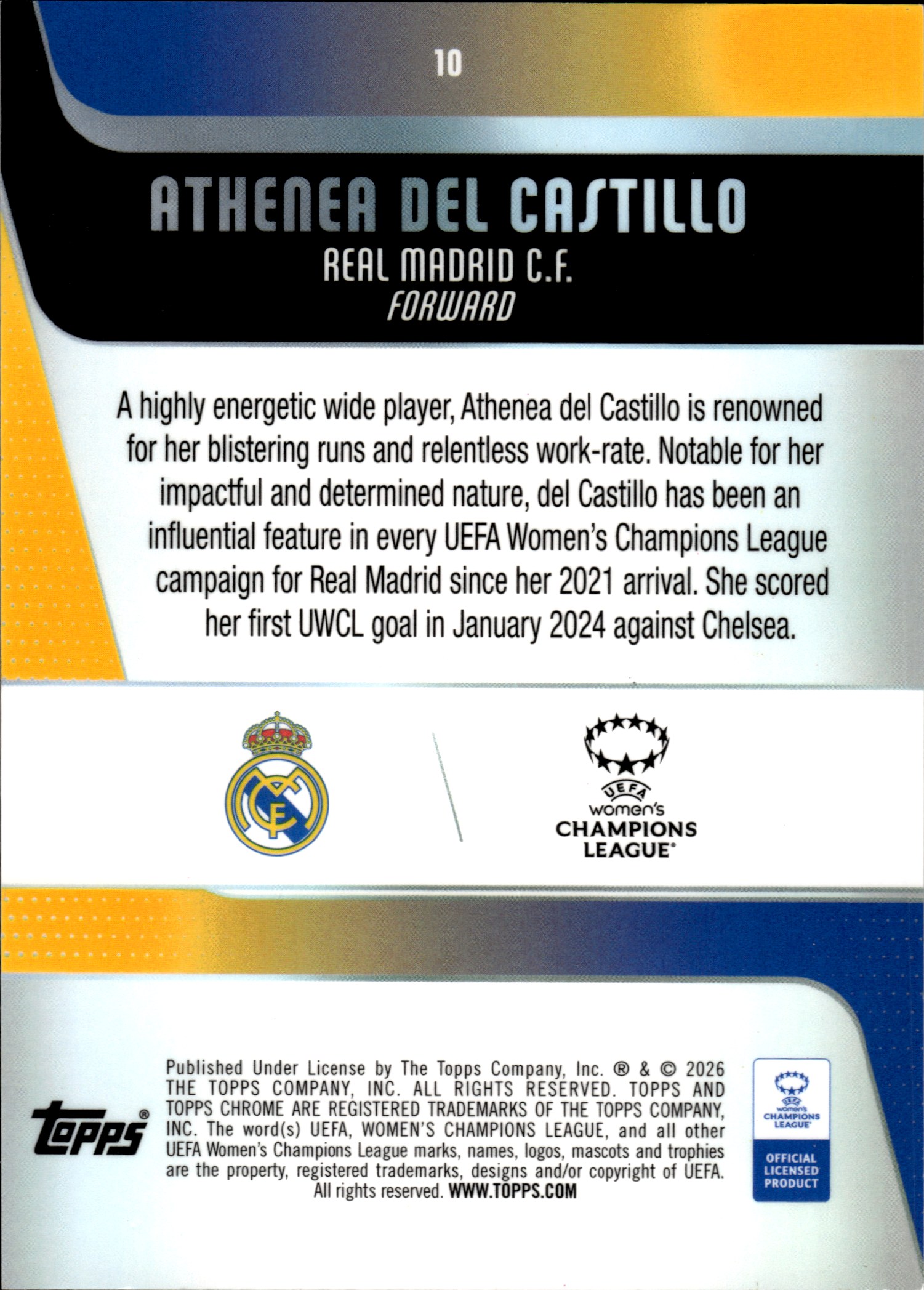 Athenea del Castillo - Topps Chrome UEFA Women's Champions League Base Set 2025-26, Nr. 10