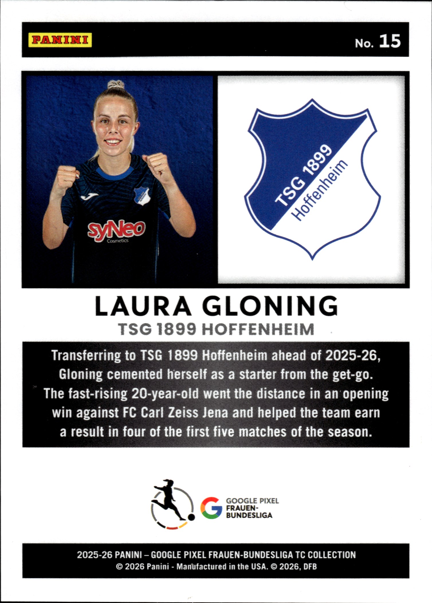 Laura Gloning - Panini Frauen-Bundesliga TC Collection Breakthrough 2025-26, Nr. 15 – Insert