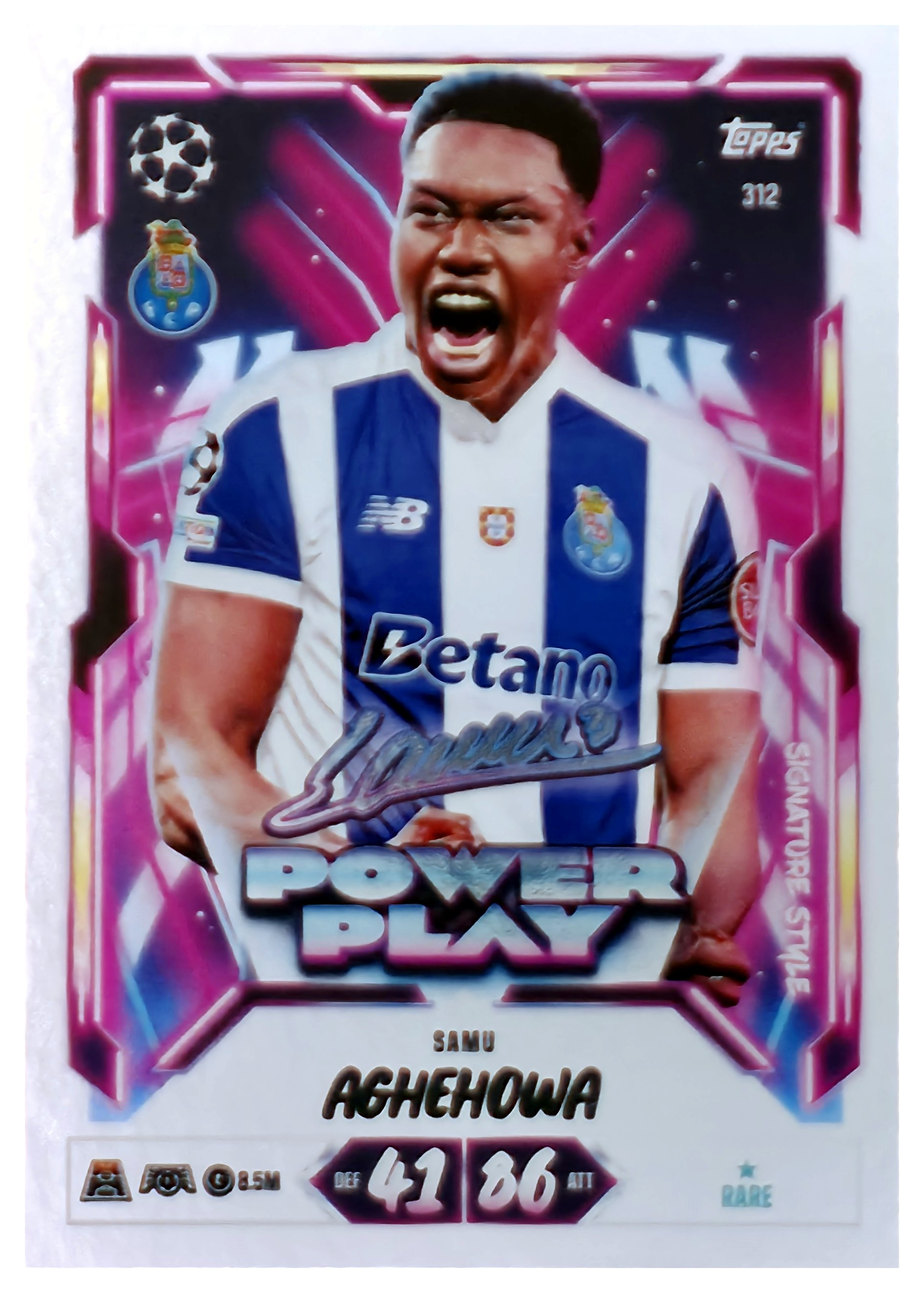 Samu Aghehowa - Topps Match Attax UEFA Club Competitions Power Play Signature Style 2026-27, Nr. 312 (Art.-Nr. SG107541)