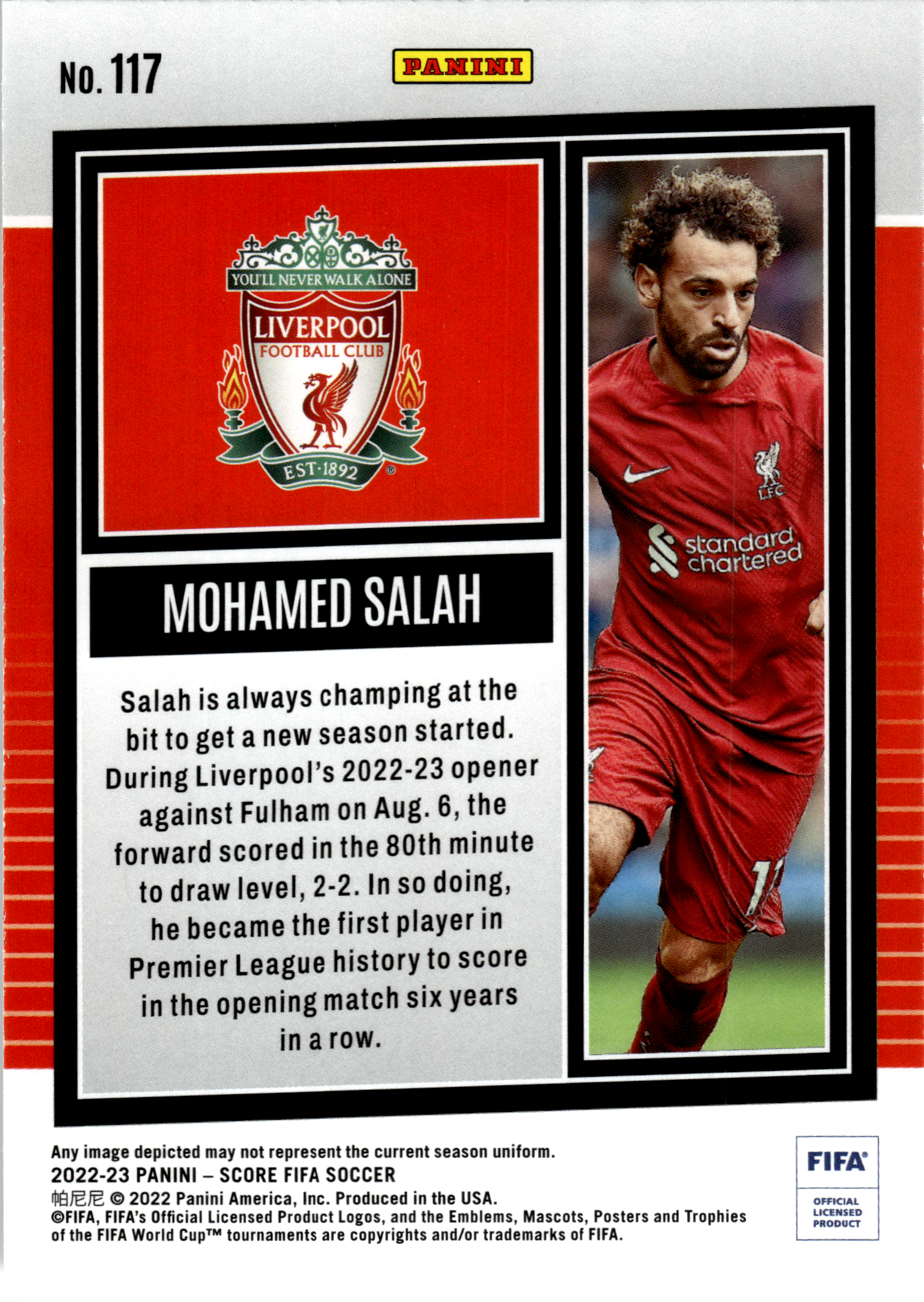 Mohamed Salah - Panini Score FIFA Soccer 2022-23, Nr. 117