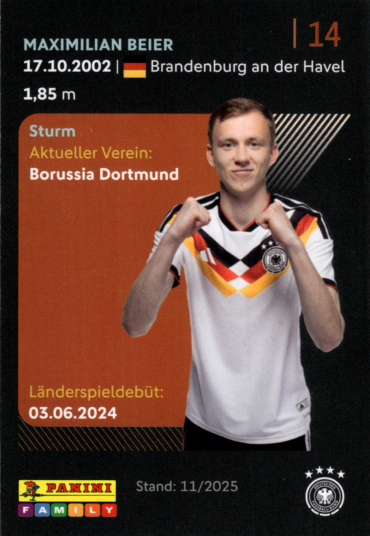Maximilian Beier - Panini FIFA World Cup DFB-Sammelkarten 2026, Nr. 14