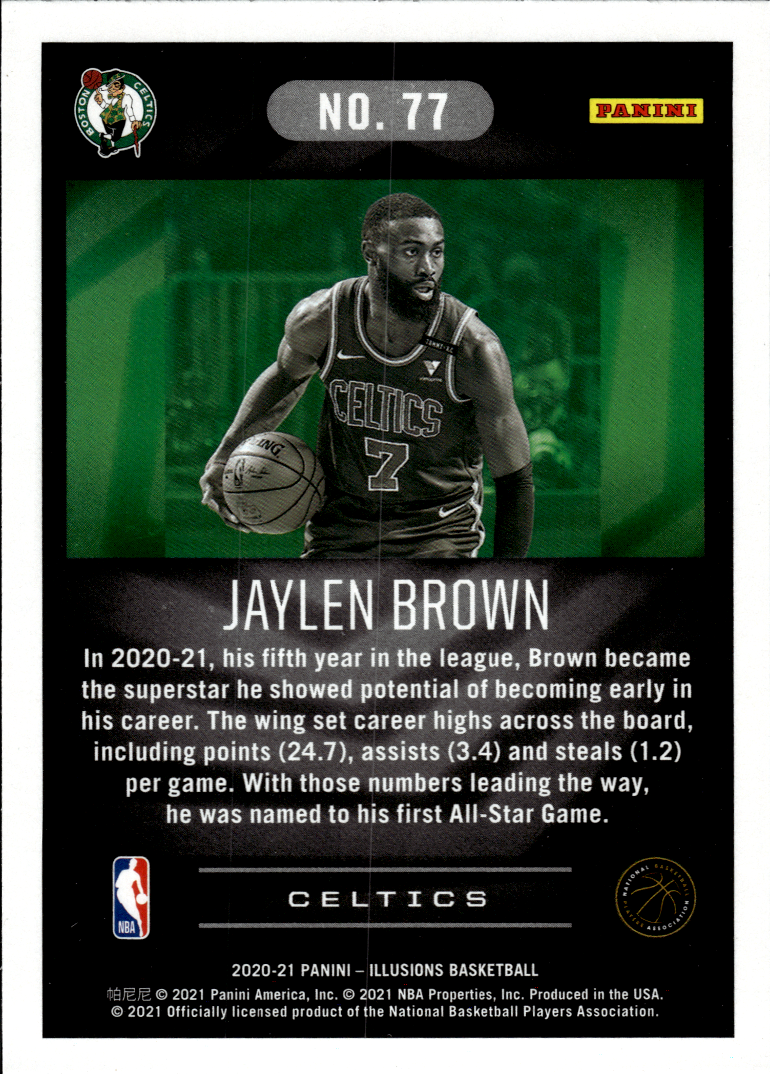 Jaylen Brown - Panini Illusions Base Set 2020-21, Nr. 77 – Trophy Collection Pink