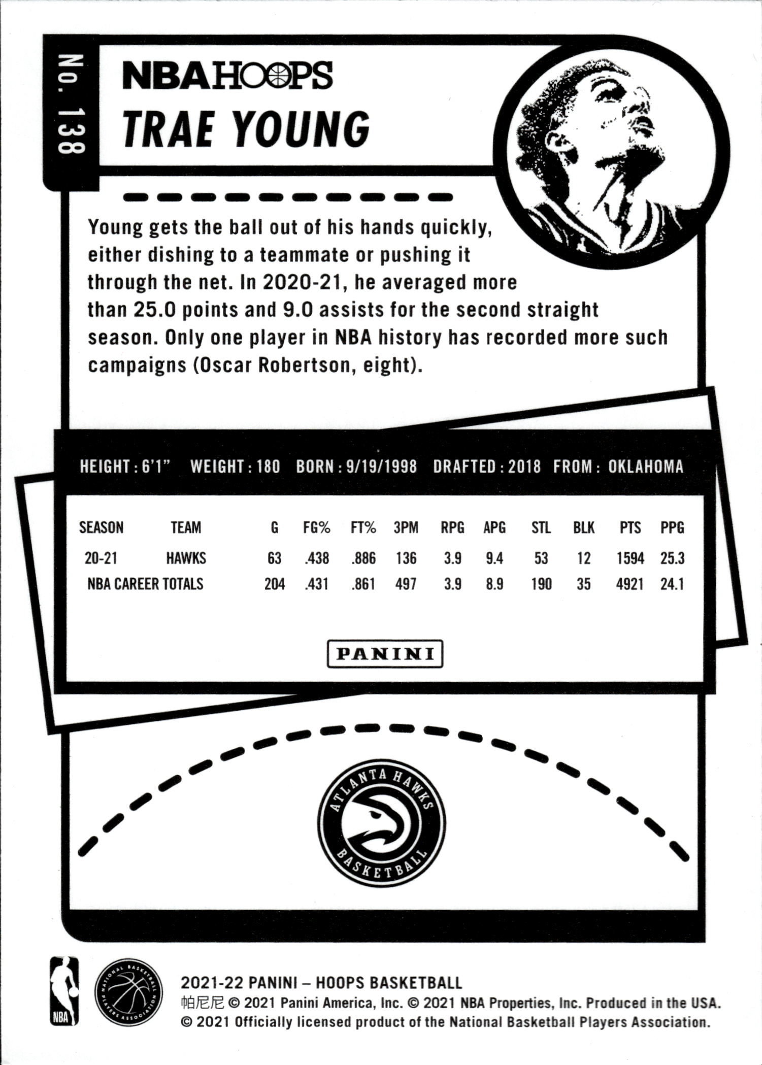Trae Young - Panini Hoops Base Set 2021-22, Nr. 138