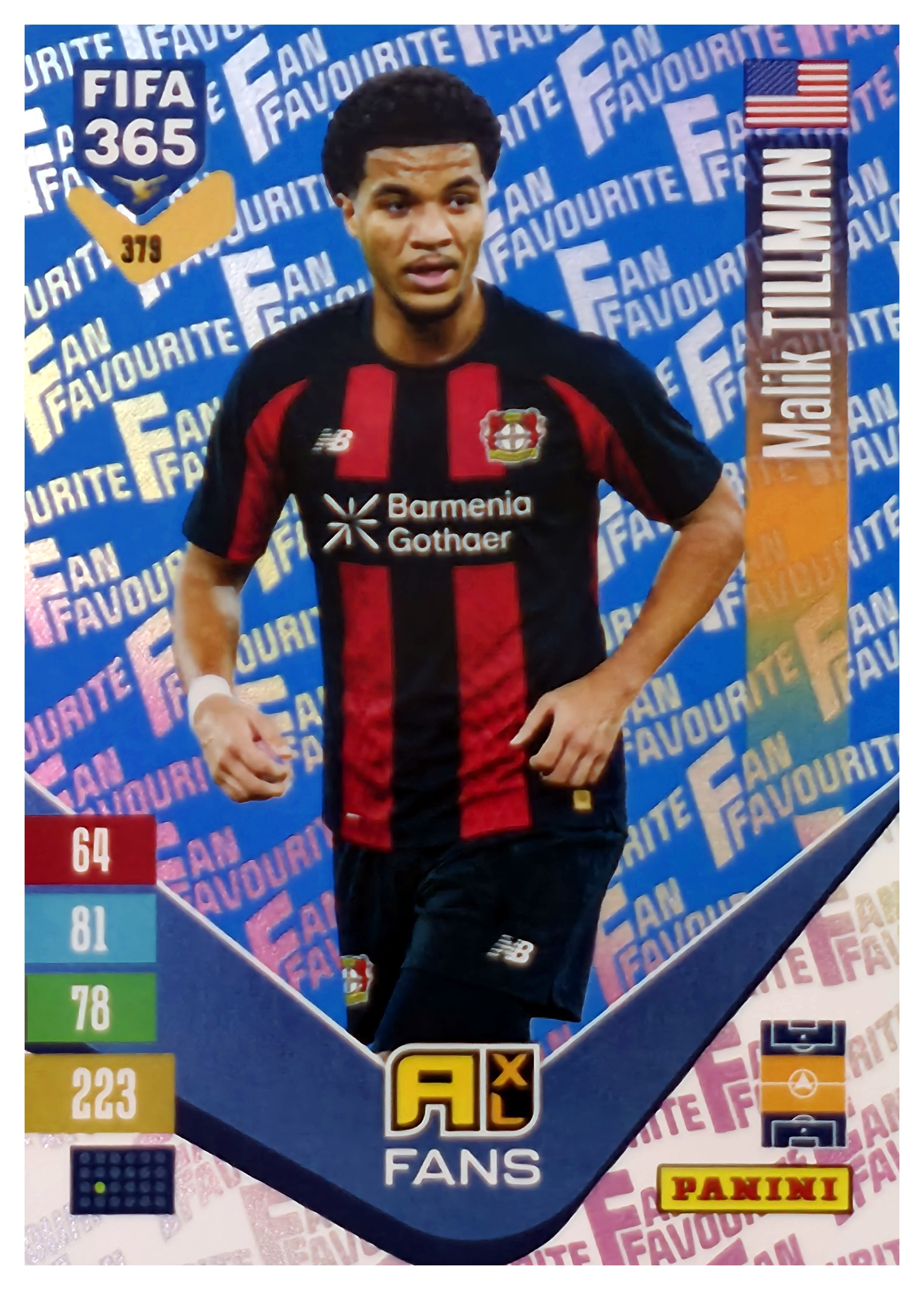 Malik Tillman - Panini Adrenalyn XL FIFA 365 Fan Favourites 2026-27, Nr. 379 – Blue, Insert (Art.-Nr. SG110556)