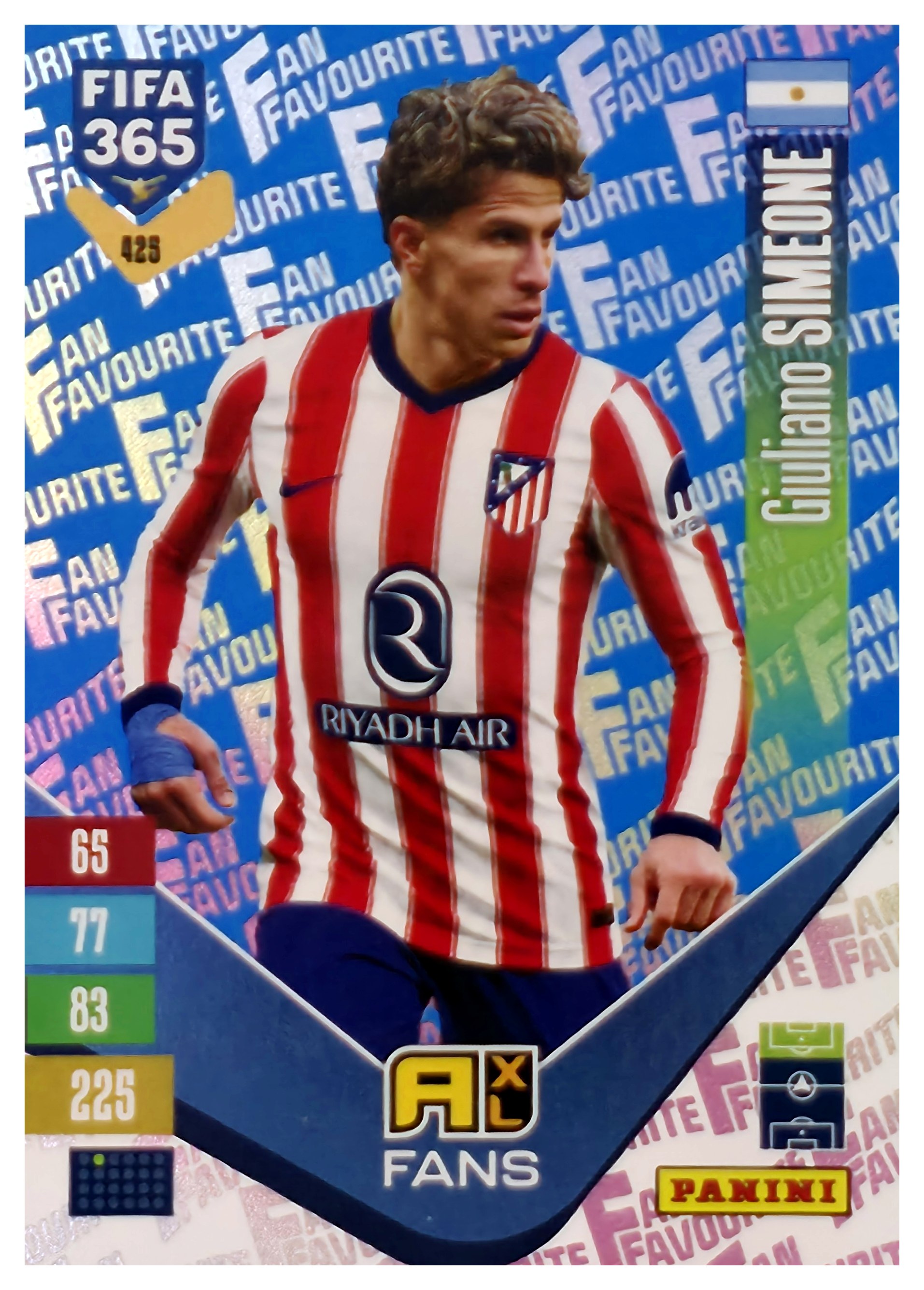 Giuliano Simeone - Panini Adrenalyn XL FIFA 365 Fan Favourites 2026-27, Nr. 425 – Blue, Insert (Art.-Nr. SG110557)