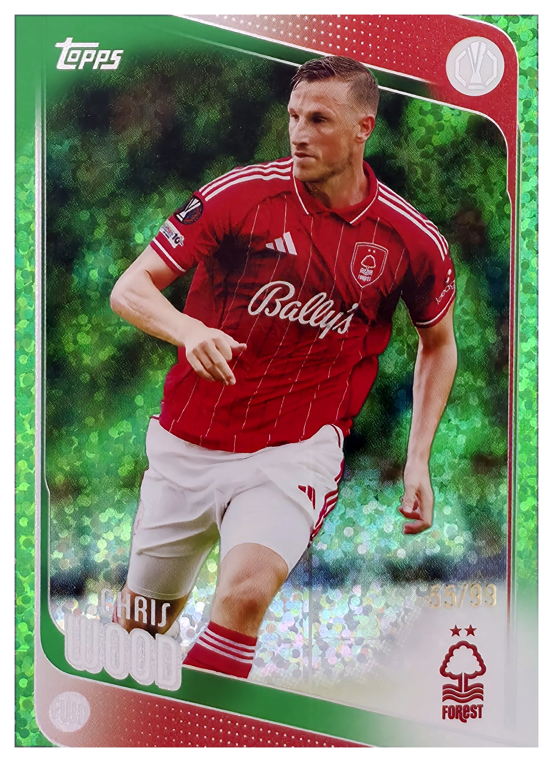 Chris Wood - Topps UEFA Club Competitions Base Set 2025-26, Nr. 186 – Nummeriert, Green Foil (Art.-Nr. SG107688)