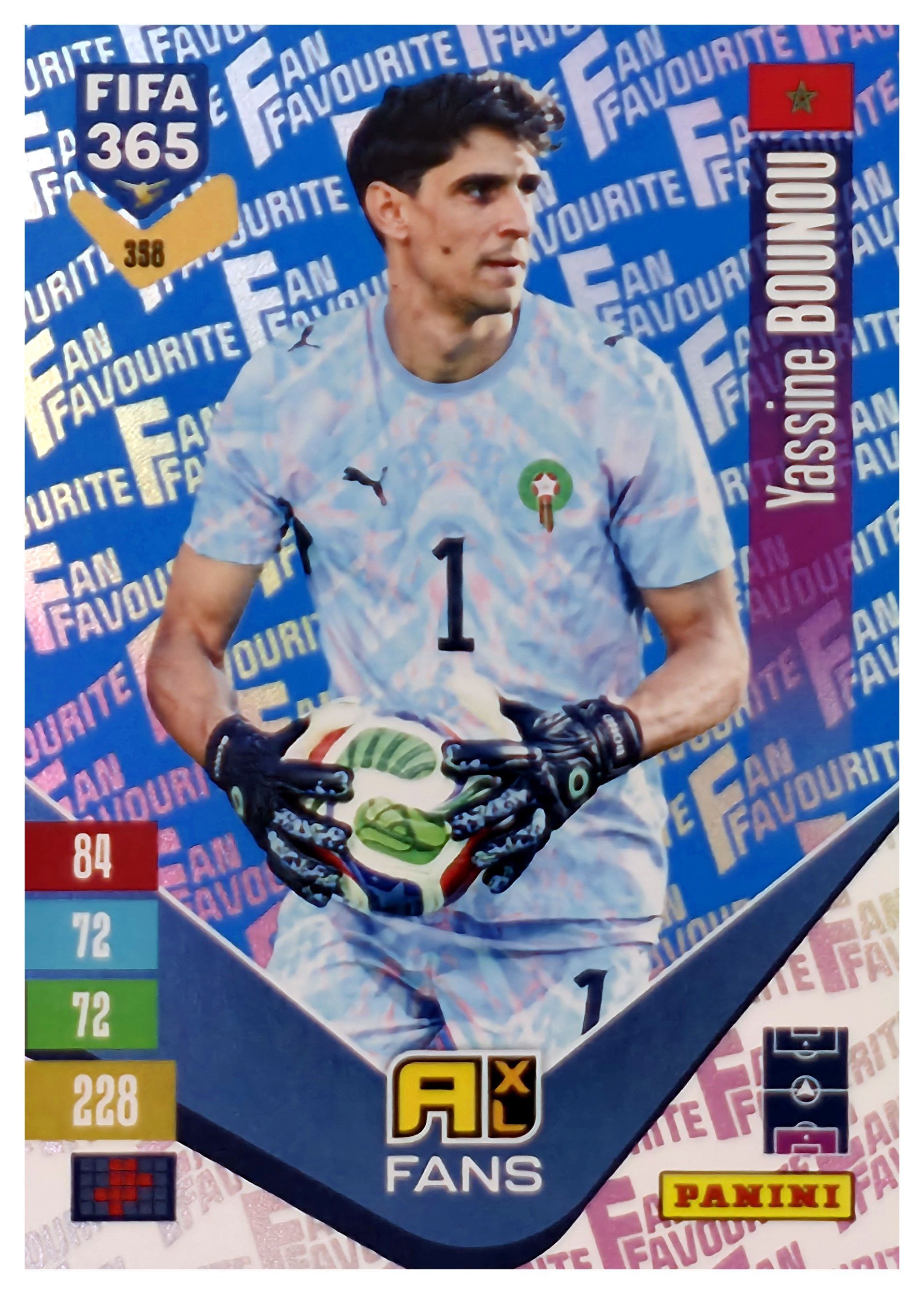Yassine Bounou - Panini Adrenalyn XL FIFA 365 Fan Favourites 2026-27, Nr. 358 – Blue, Insert (Art.-Nr. SG110550)