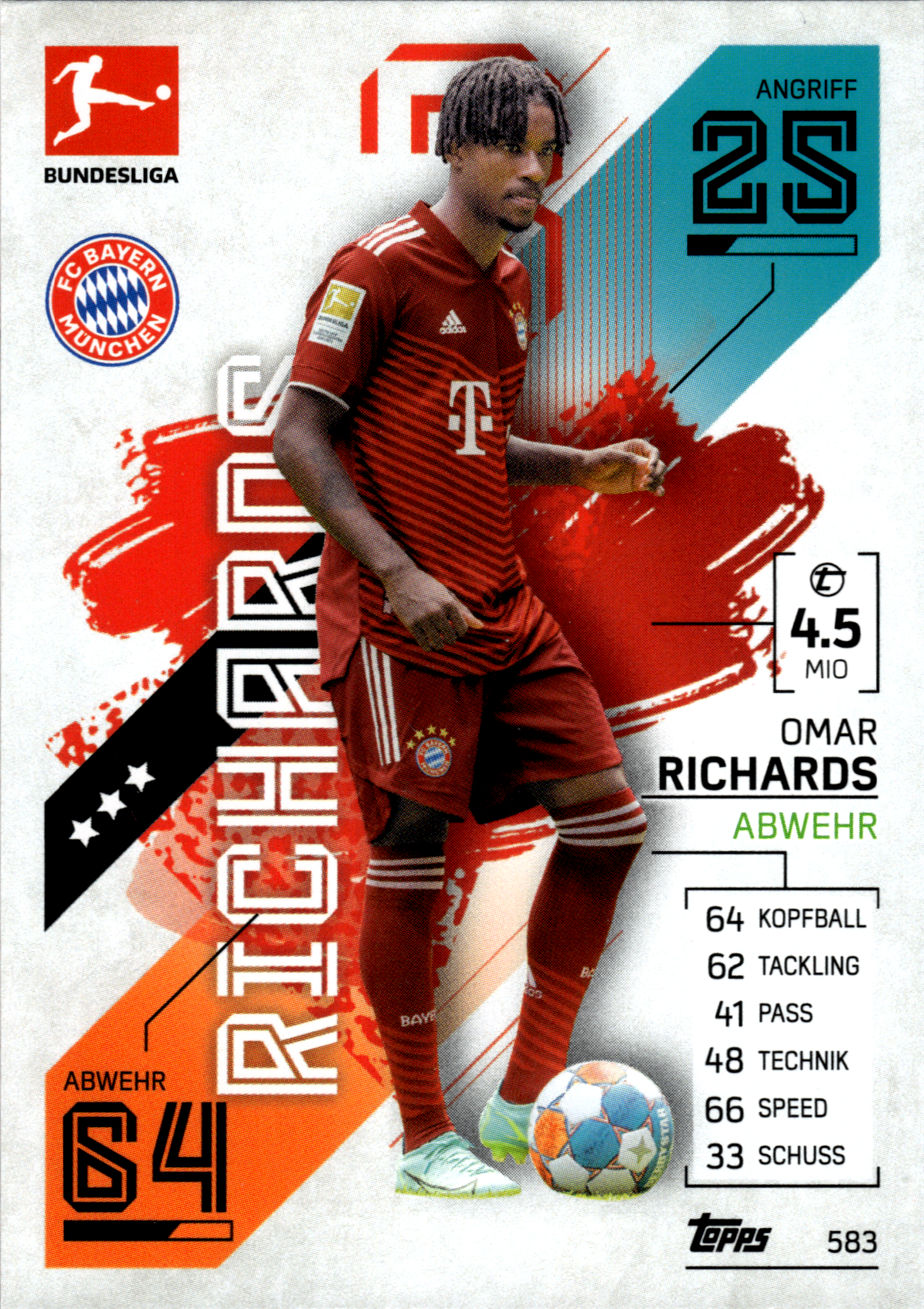 Omar Richards - Topps Match Attax Bundesliga 2021-22, Nr. 583 (Art.-Nr. SG103029)