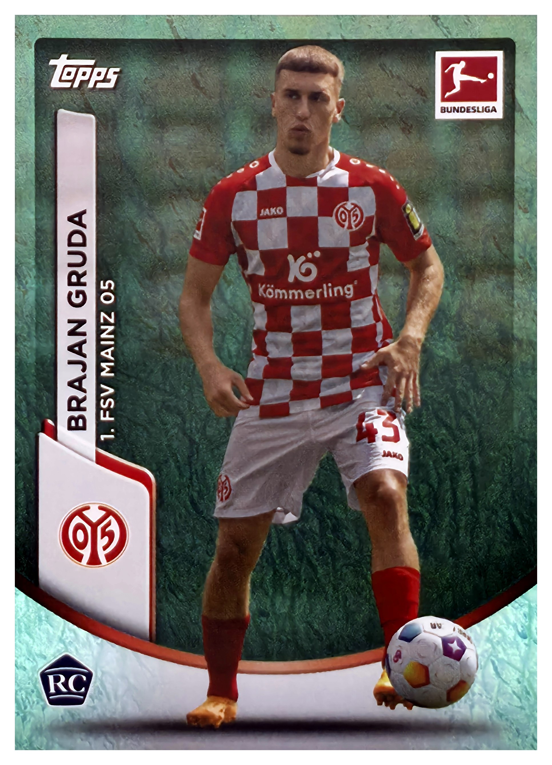 Brajan Gruda - Topps Chrome Bundesliga Base Set 2023-24, Nr. 74 – Rookie Card (Art.-Nr. SG109330)