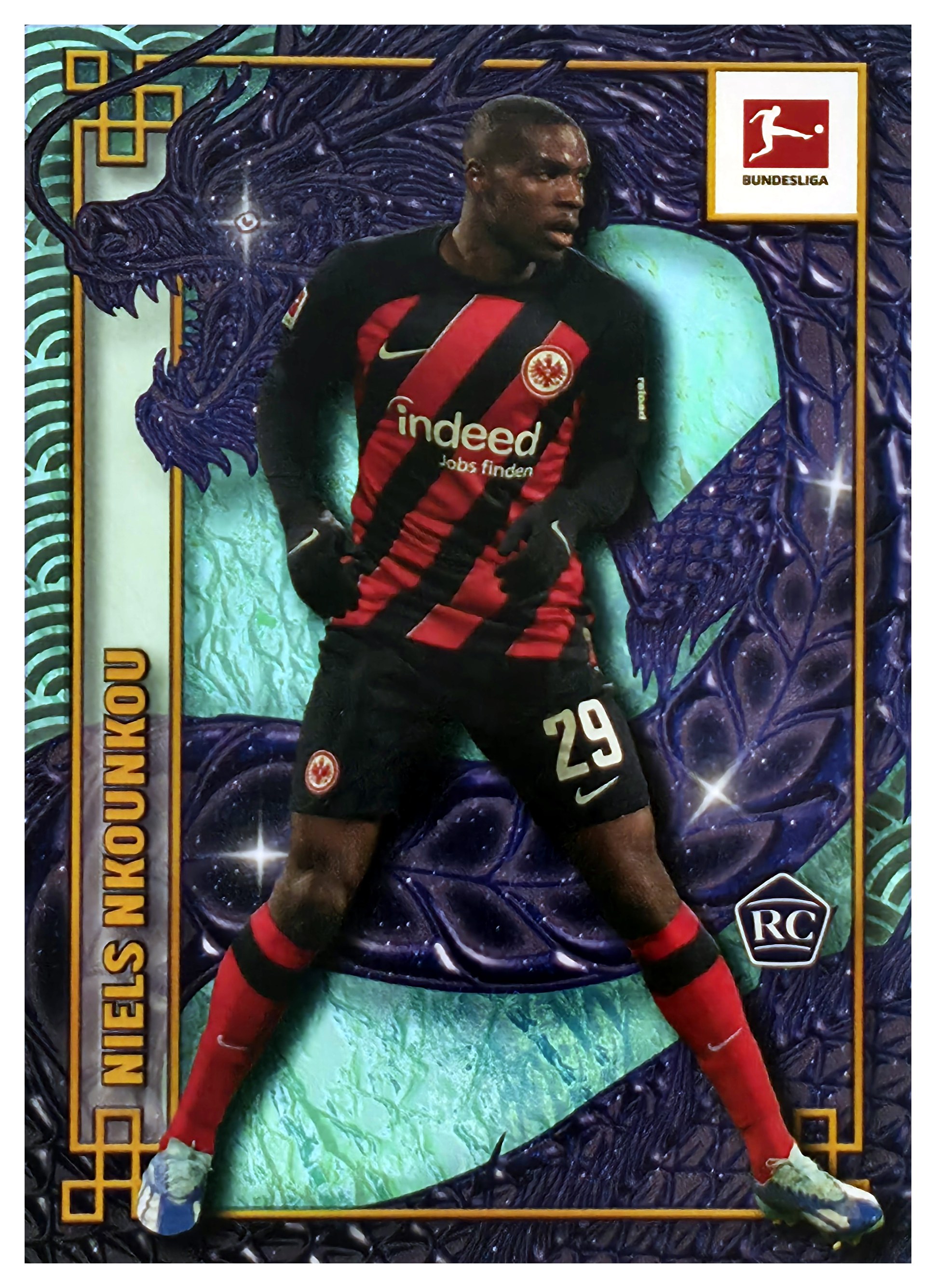 Niels Nkounkou - Topps Bundesliga Jade Edition Dragonheart 2023-24, Nr. DH-22 – Rookie Card, Insert (Art.-Nr. SG109384)