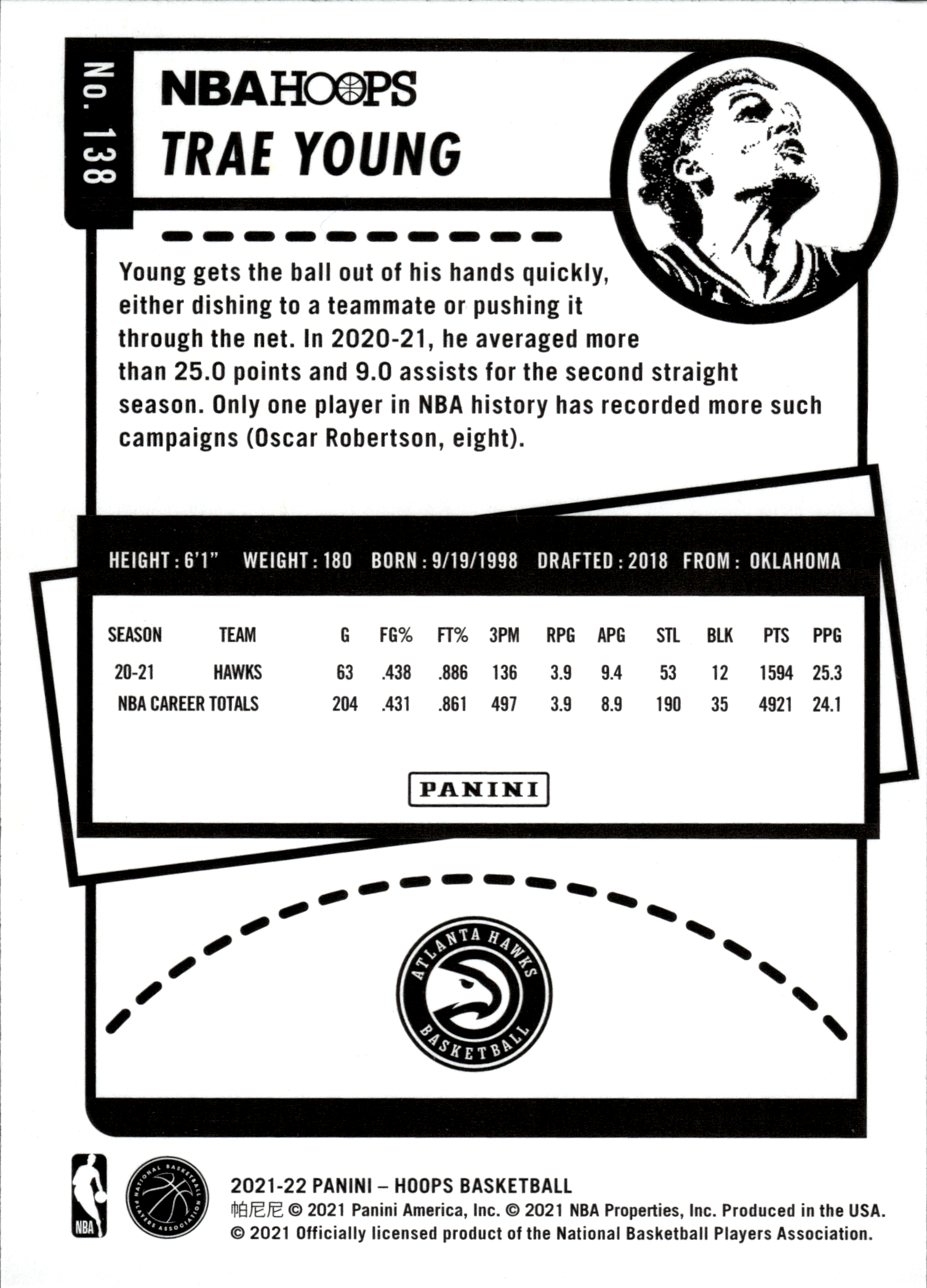Trae Young - Panini Hoops Base Set 2021-22, Nr. 138