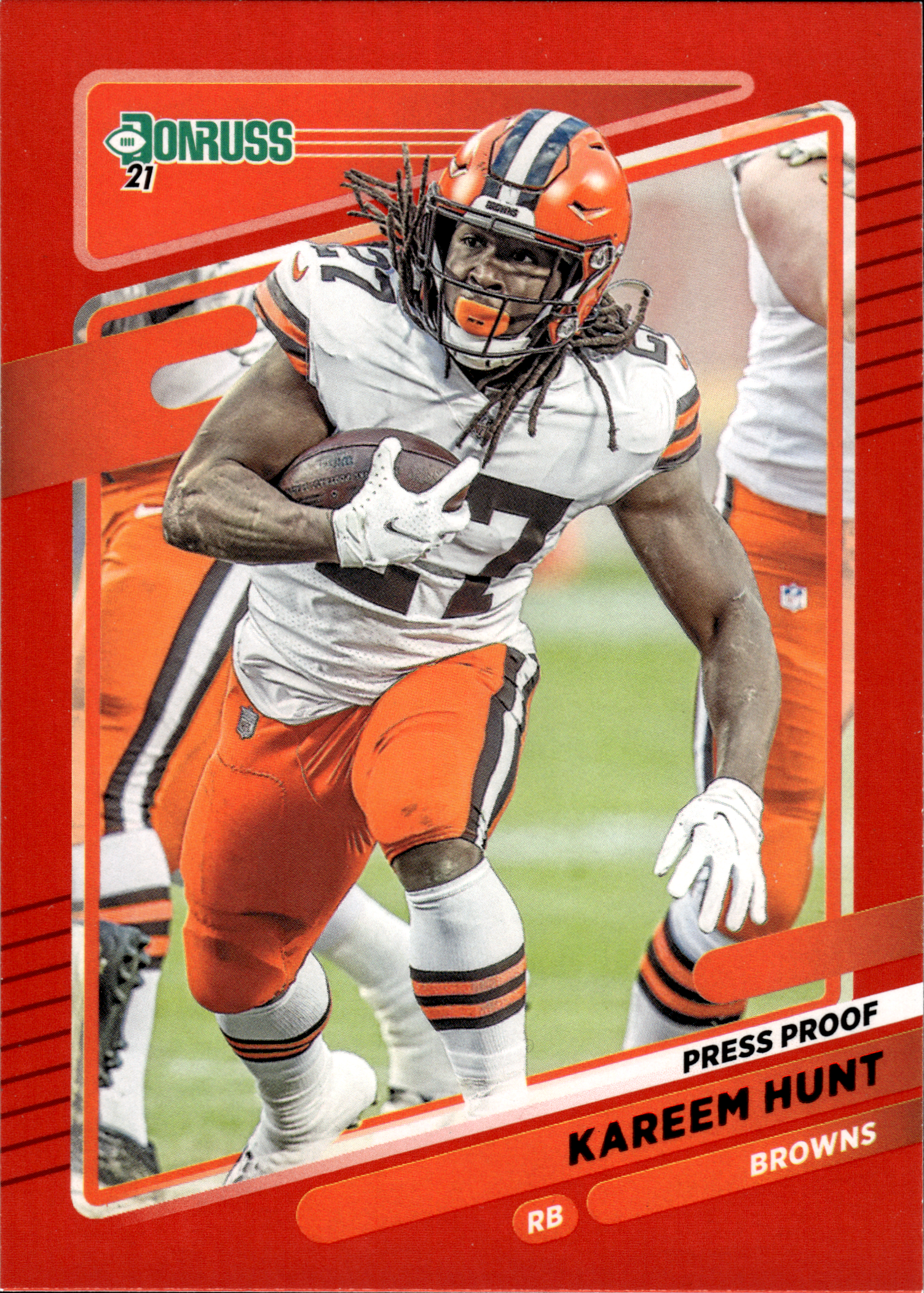 Kareem Hunt - Panini Donruss Base Set 2021, Nr. 197 – Press Proof Red (Art.-Nr. SG103970)