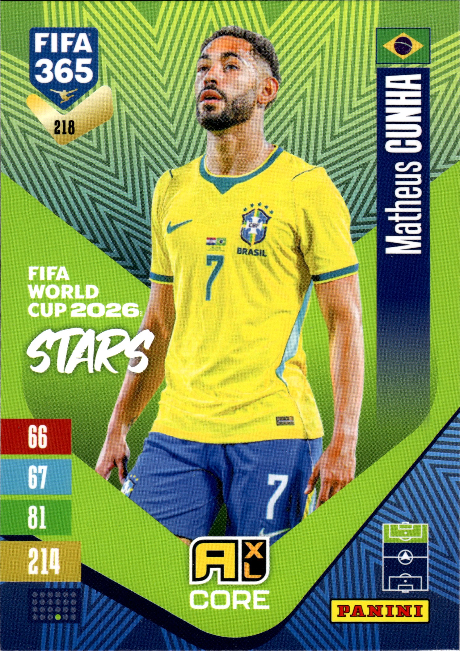 Matheus Cunha - Panini Adrenalyn XL FIFA 365 FIFA World Cup 2026 Stars 2026-27, Nr. 218 (Art.-Nr. SG110337)