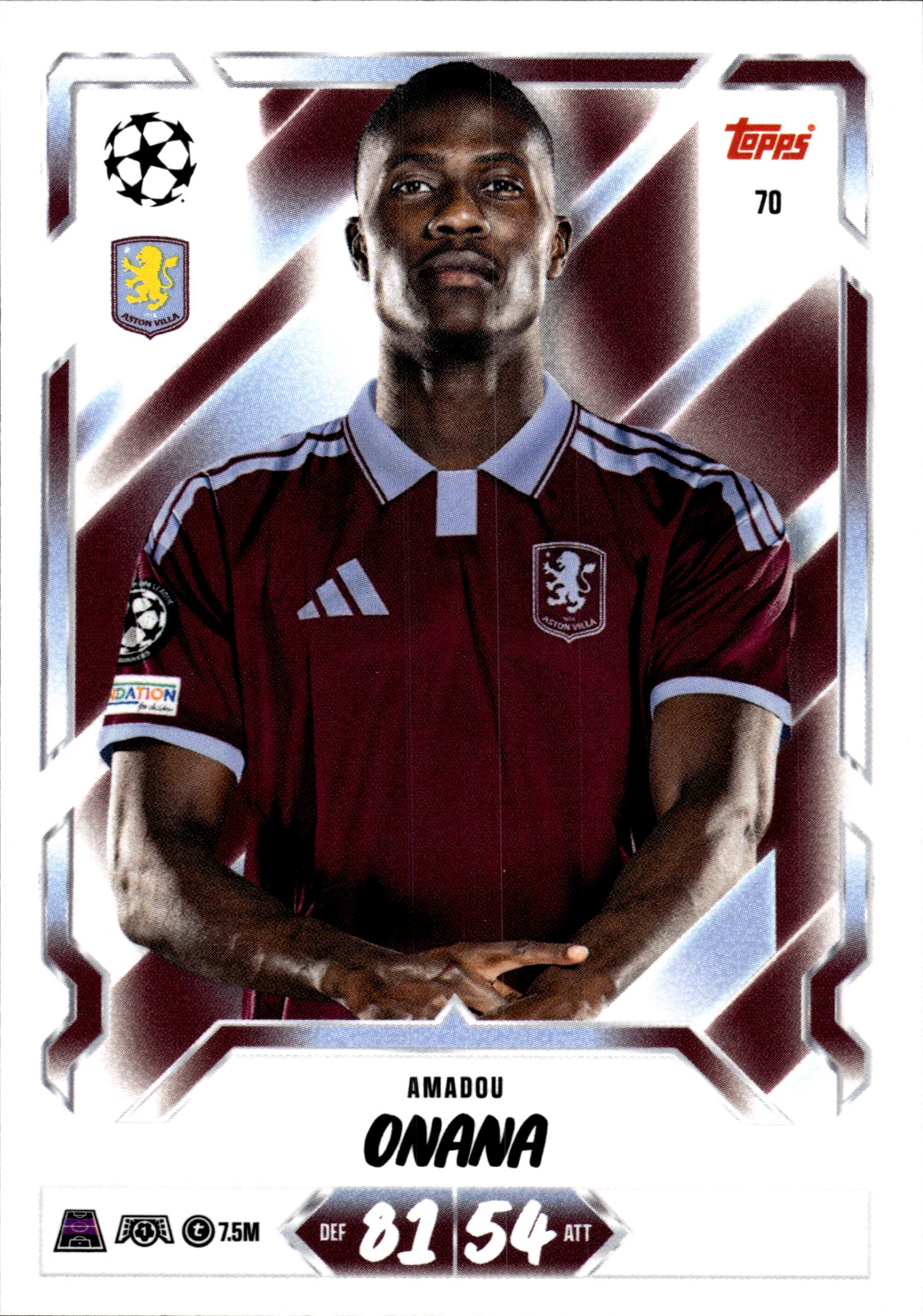 Amadou Onana - Topps Match Attax UEFA Club Competitions Base Set 2026-27, Nr. 70 (Art.-Nr. SG107369)