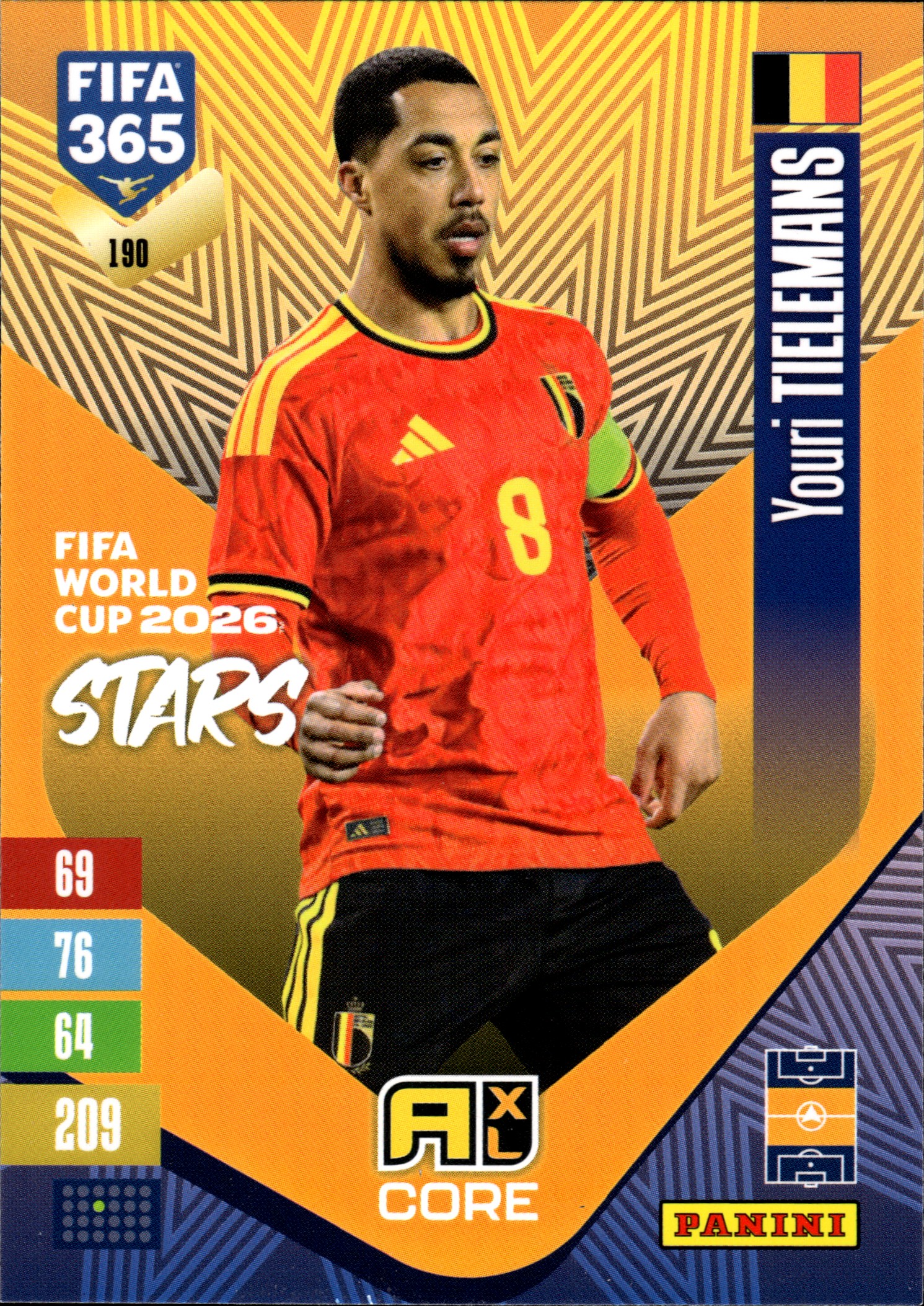 Youri Tielemans - Panini Adrenalyn XL FIFA 365 FIFA World Cup 2026 Stars 2026-27, Nr. 190 (Art.-Nr. SG110333)