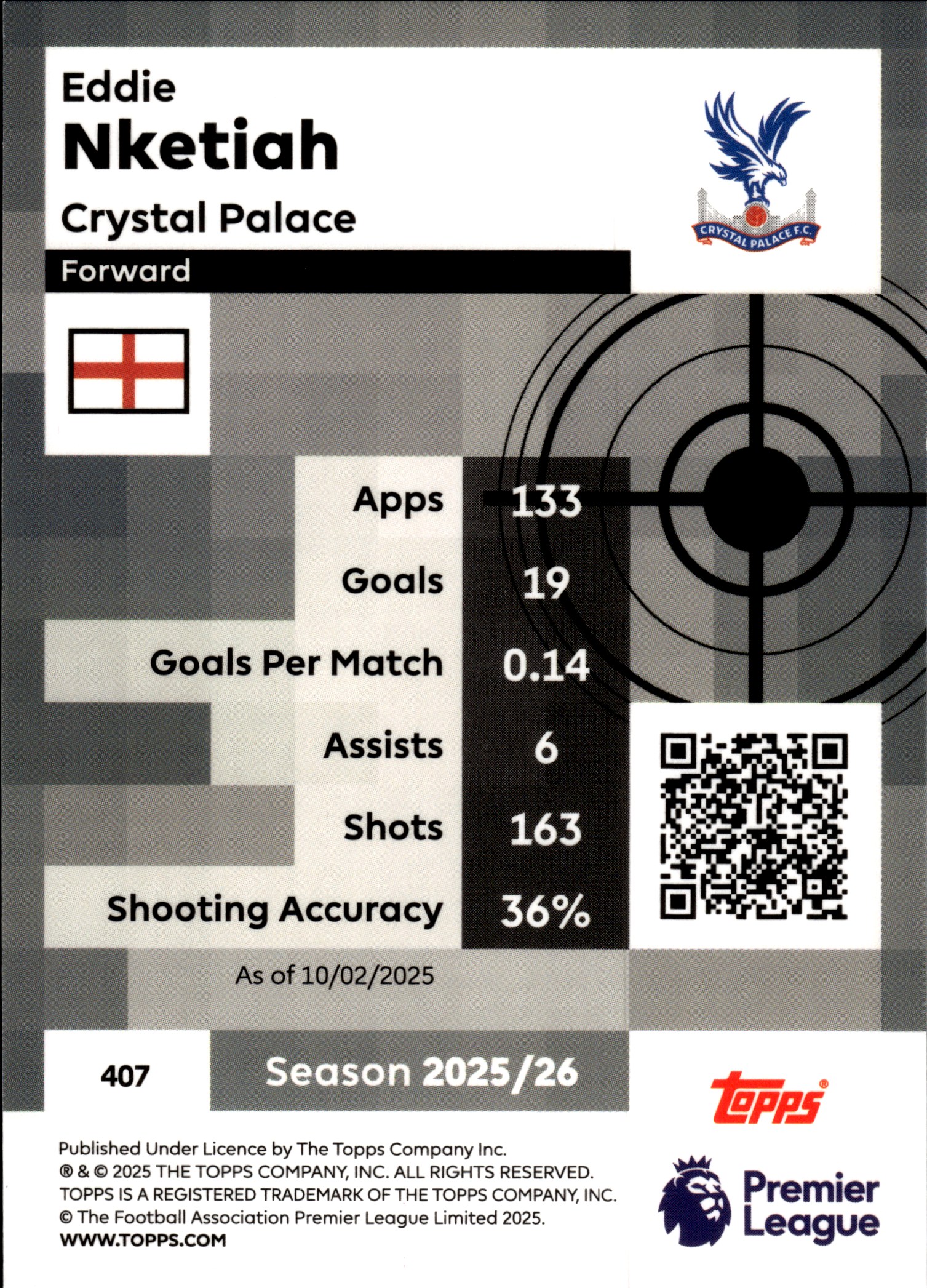 Eddie Nketiah - Topps Match Attax Premier League Pro Precision 2025-26, Nr. 407