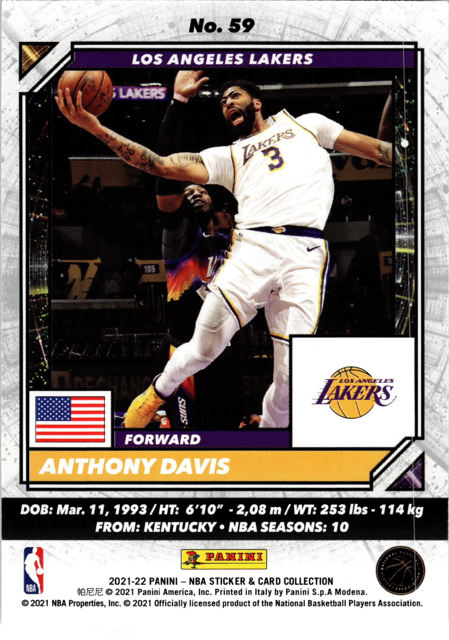 Anthony Davis - Panini NBA Sticker & Card Collection 2021-22, Nr. 59