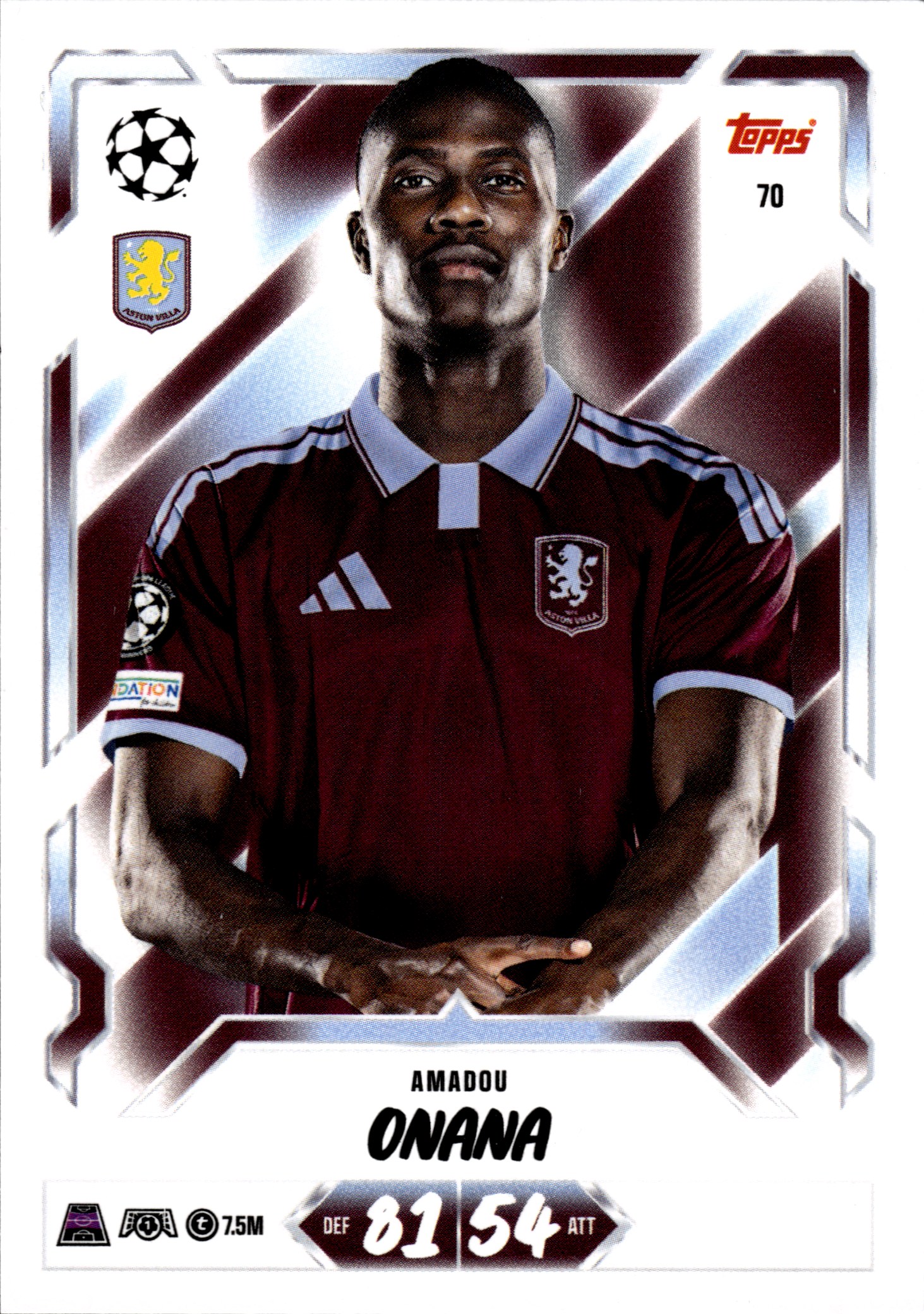 Amadou Onana - Topps Match Attax UEFA Club Competitions Base Set 2026-27, Nr. 70 (Art.-Nr. SG107123)