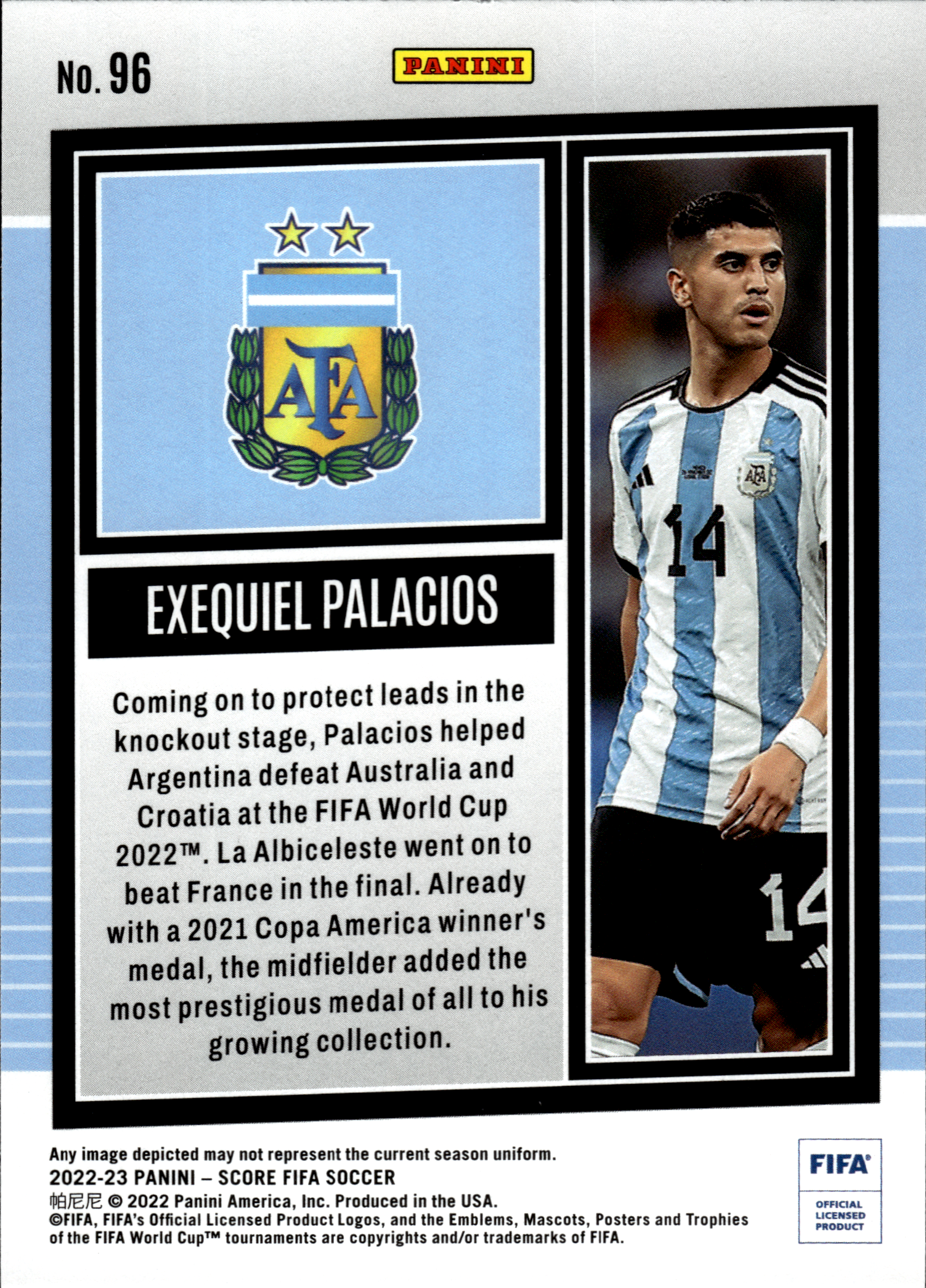 Exequiel Palacios - Panini Score FIFA Soccer 2022-23, Nr. 96