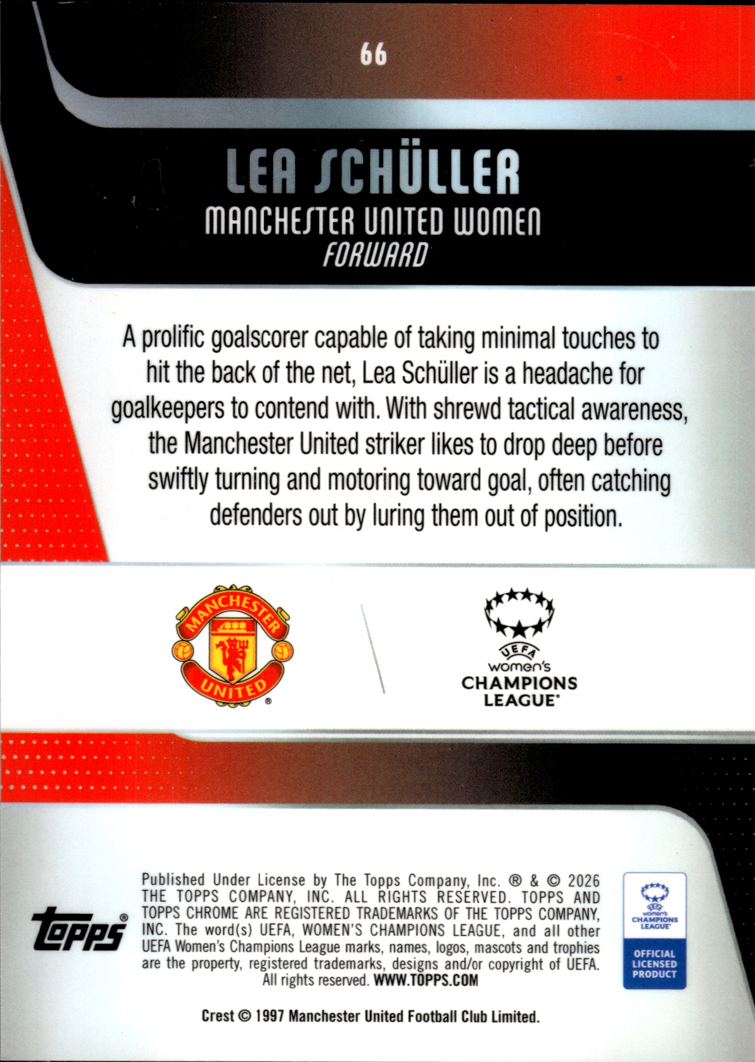 Lea Schüller - Topps Chrome UEFA Women's Champions League Base Set 2025-26, Nr. 66