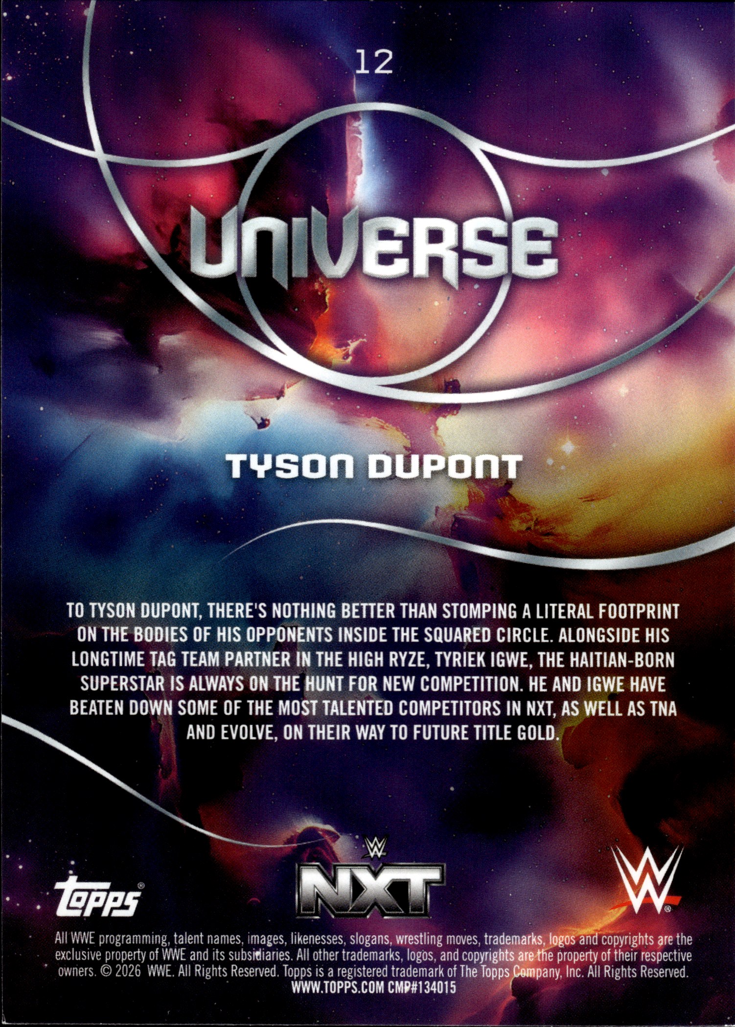 Tyson Dupont - Topps WWE Universe Base Set 2026, Nr. 12