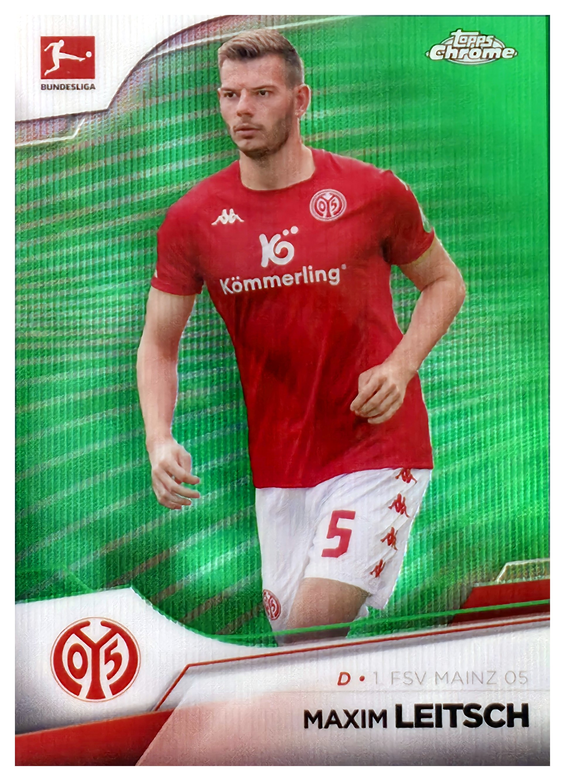 Maxim Leitsch - Topps Chrome Bundesliga Base Set 2022-23, Nr. 65 – Nummeriert, Green Wave Refractor (Art.-Nr. SG108714)