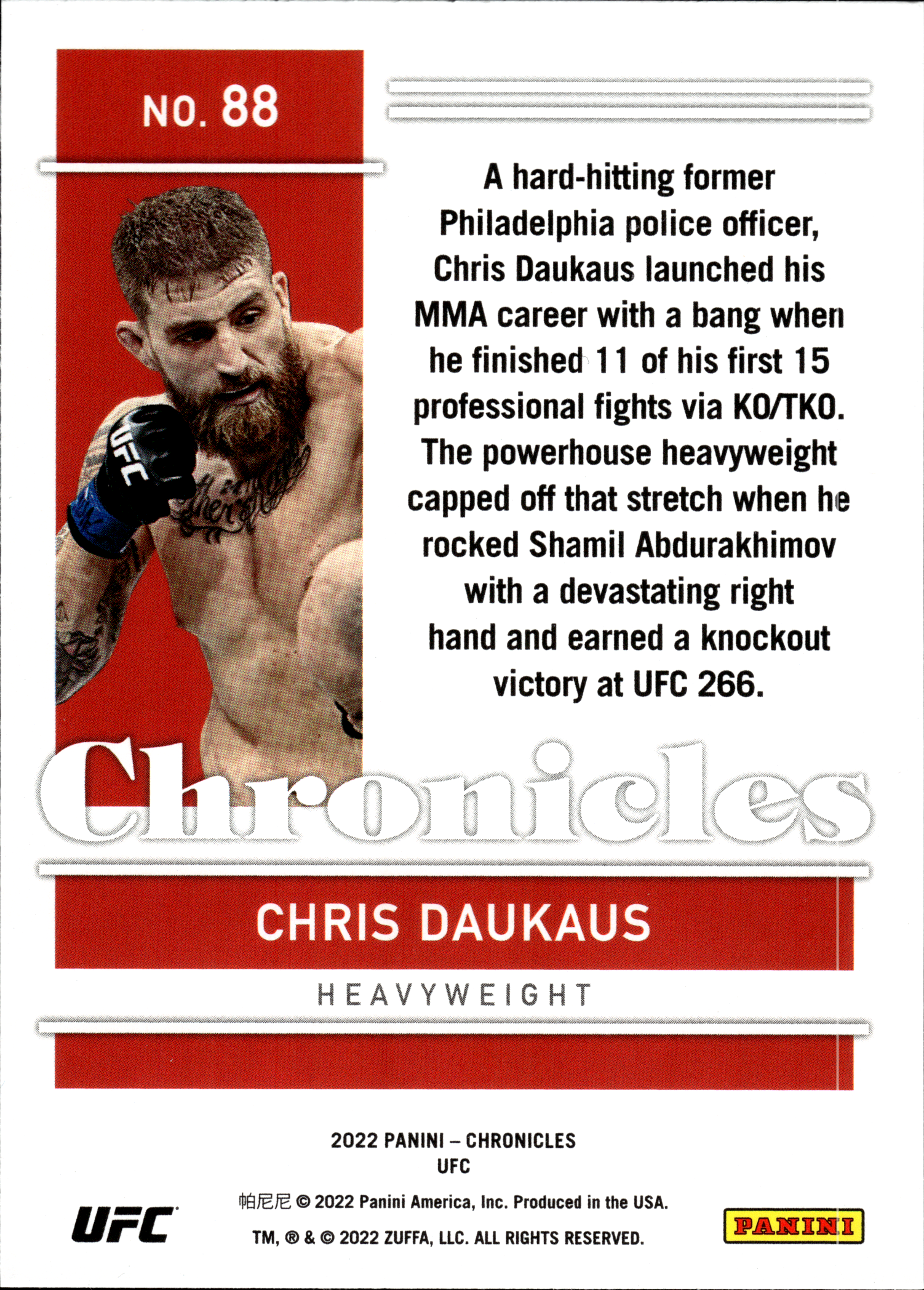 Chris Daukaus - Panini Chronicles UFC Base Set 2022, Nr. 88