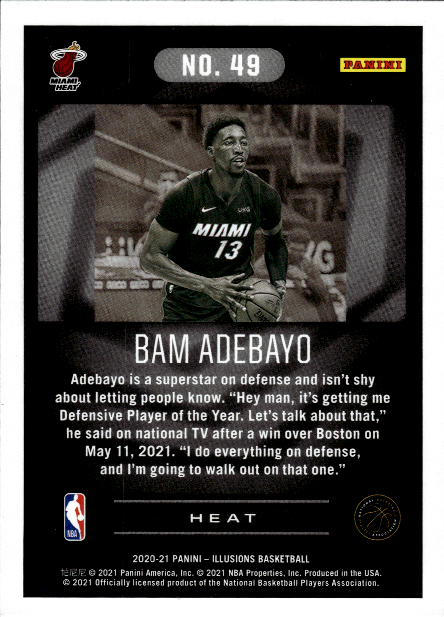 Bam Adebayo - Panini Illusions Base Set 2020-21, Nr. 49