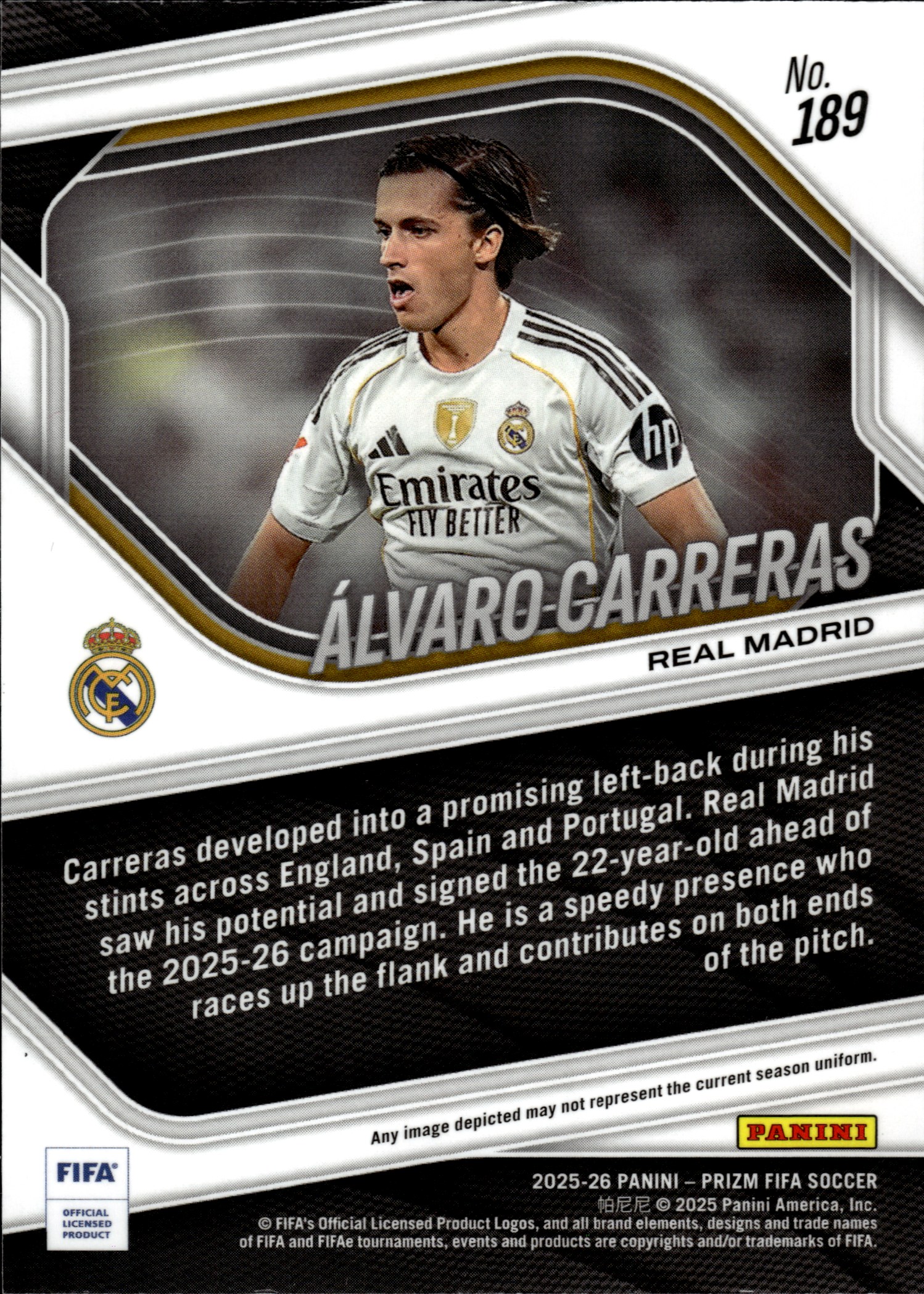Álvaro Carreras - Panini Prizm FIFA Base Set 2025-26, Nr. 189