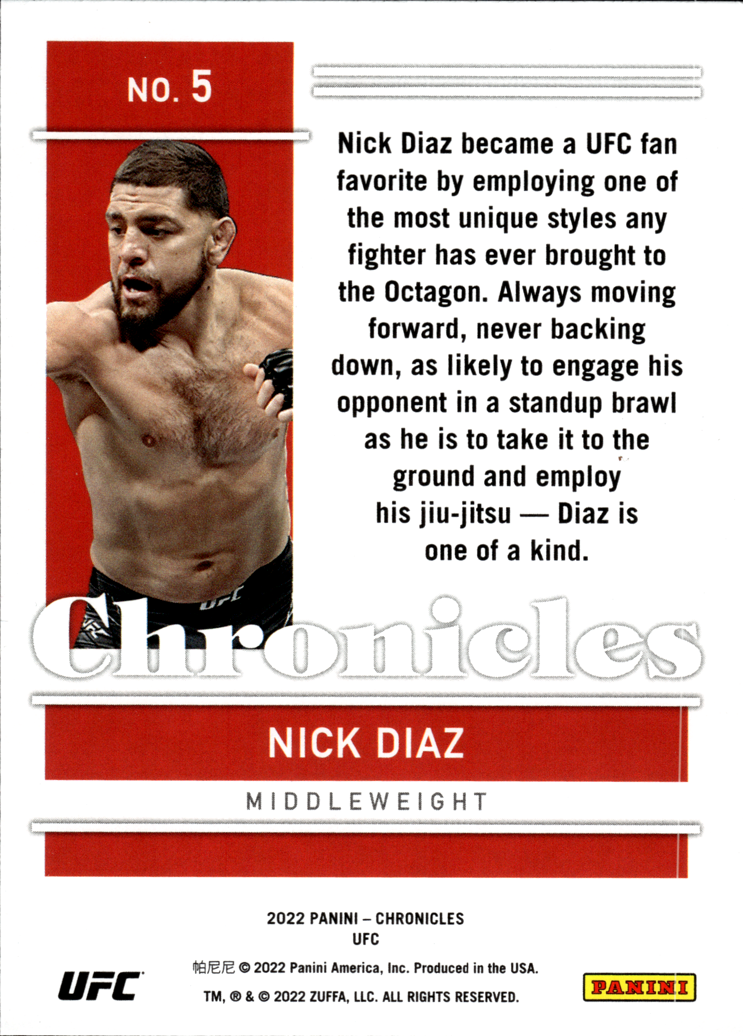 Nick Diaz - Panini Chronicles UFC Base Set 2022, Nr. 5