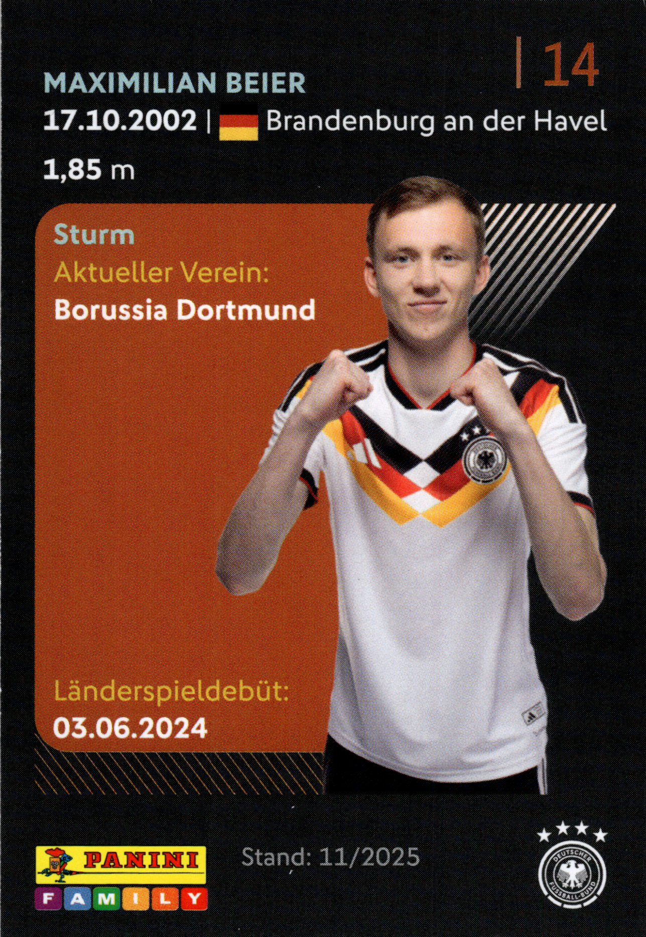 Maximilian Beier - Panini FIFA World Cup DFB-Sammelkarten 2026, Nr. 14