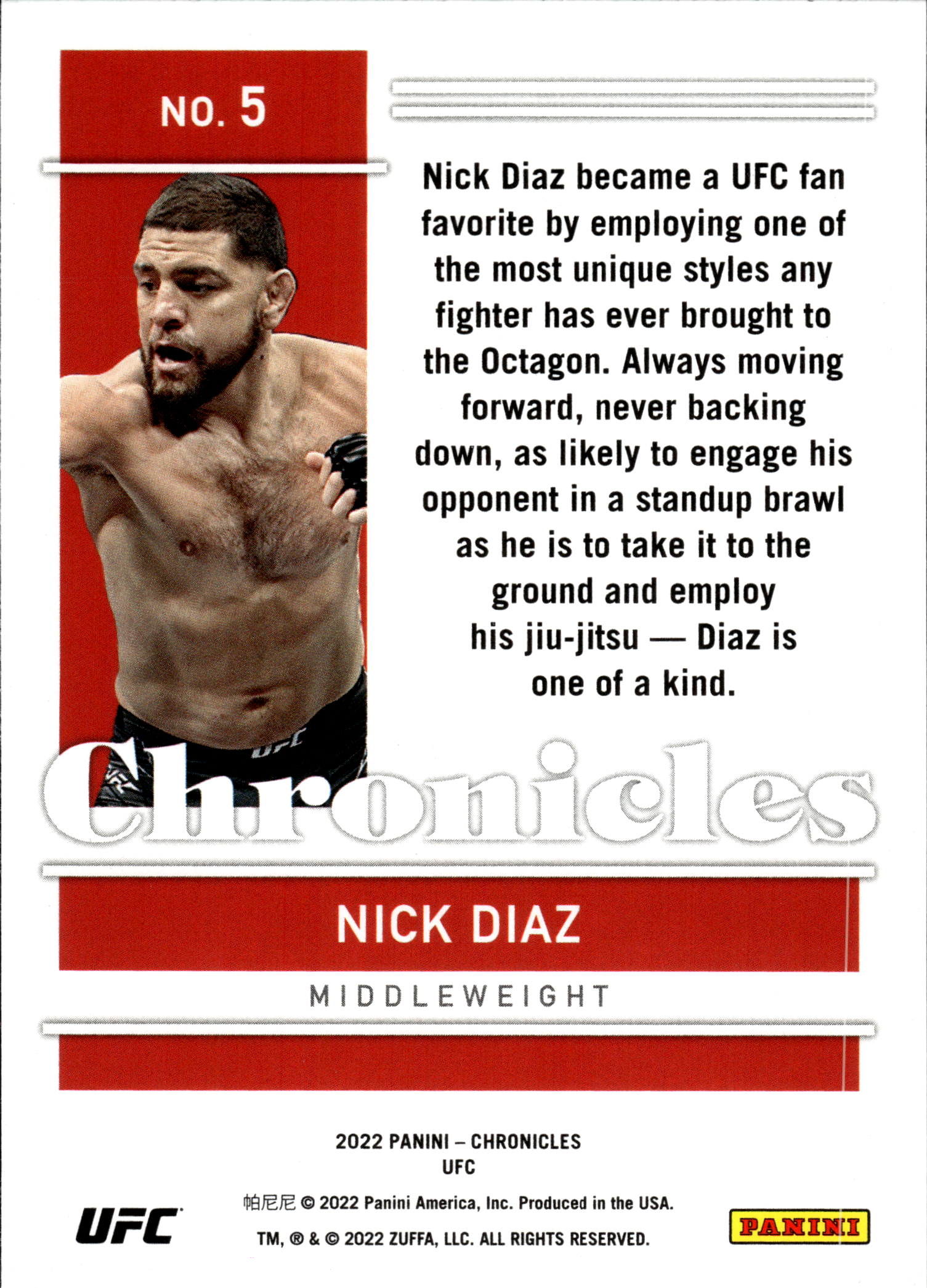 Nick Diaz - Panini Chronicles UFC Base Set 2022, Nr. 5