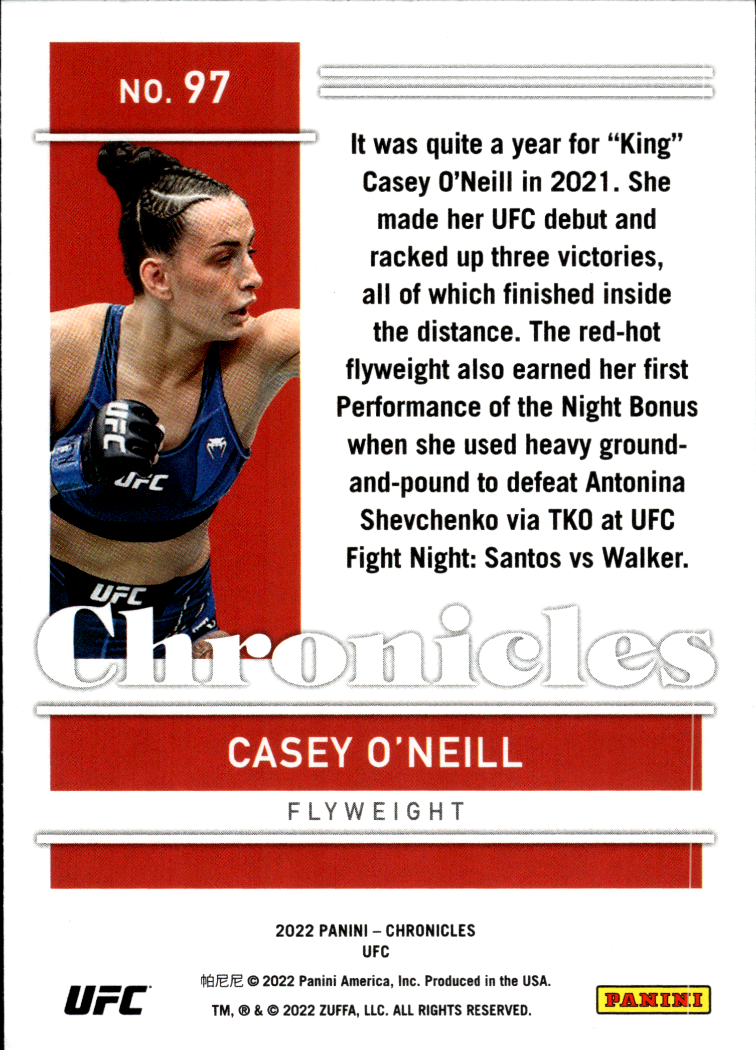 Casey O'Neill - Panini Chronicles UFC Base Set 2022, Nr. 97