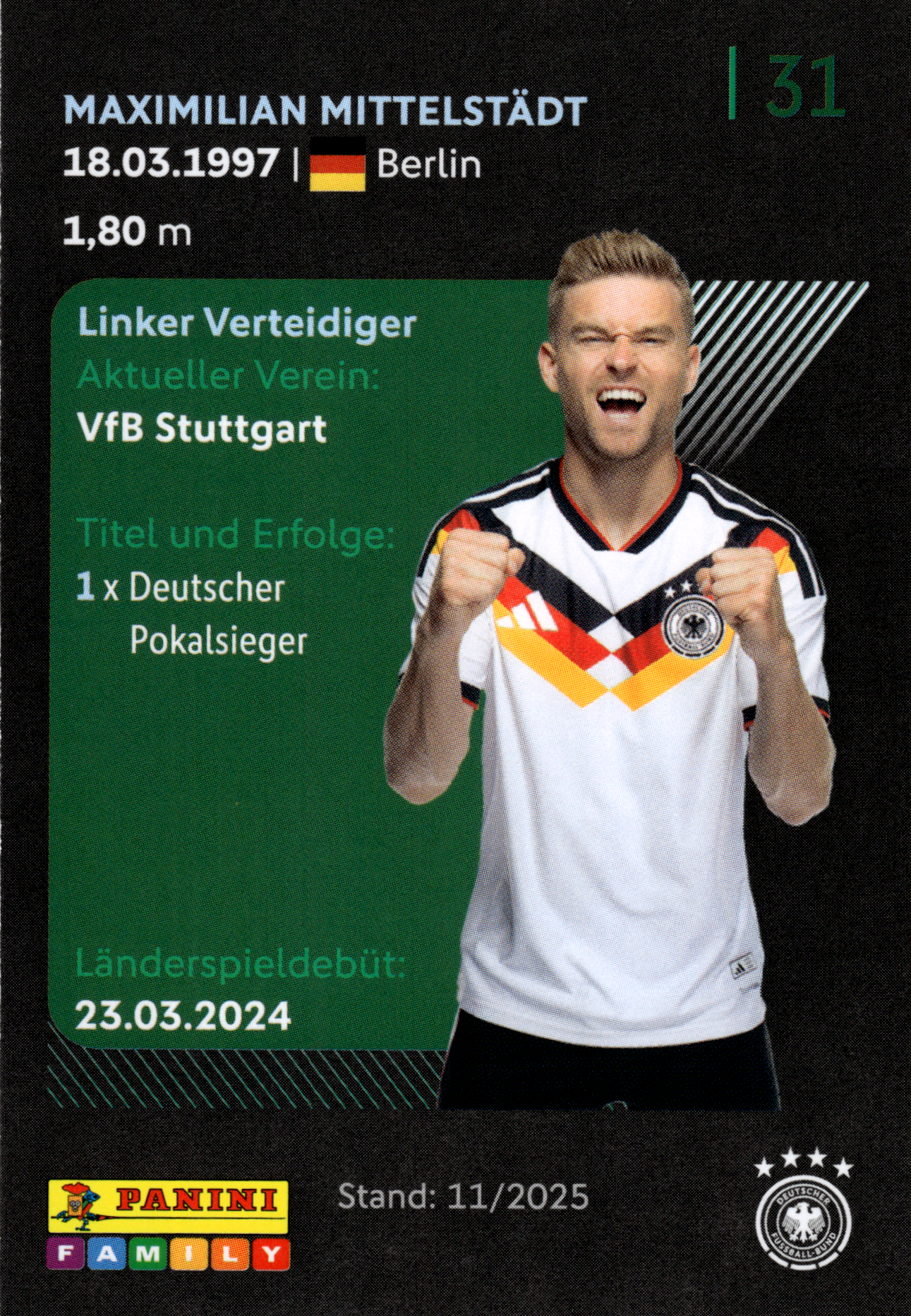 Maximilian Mittelstädt - Panini FIFA World Cup DFB-Sammelkarten 2026, Nr. 31