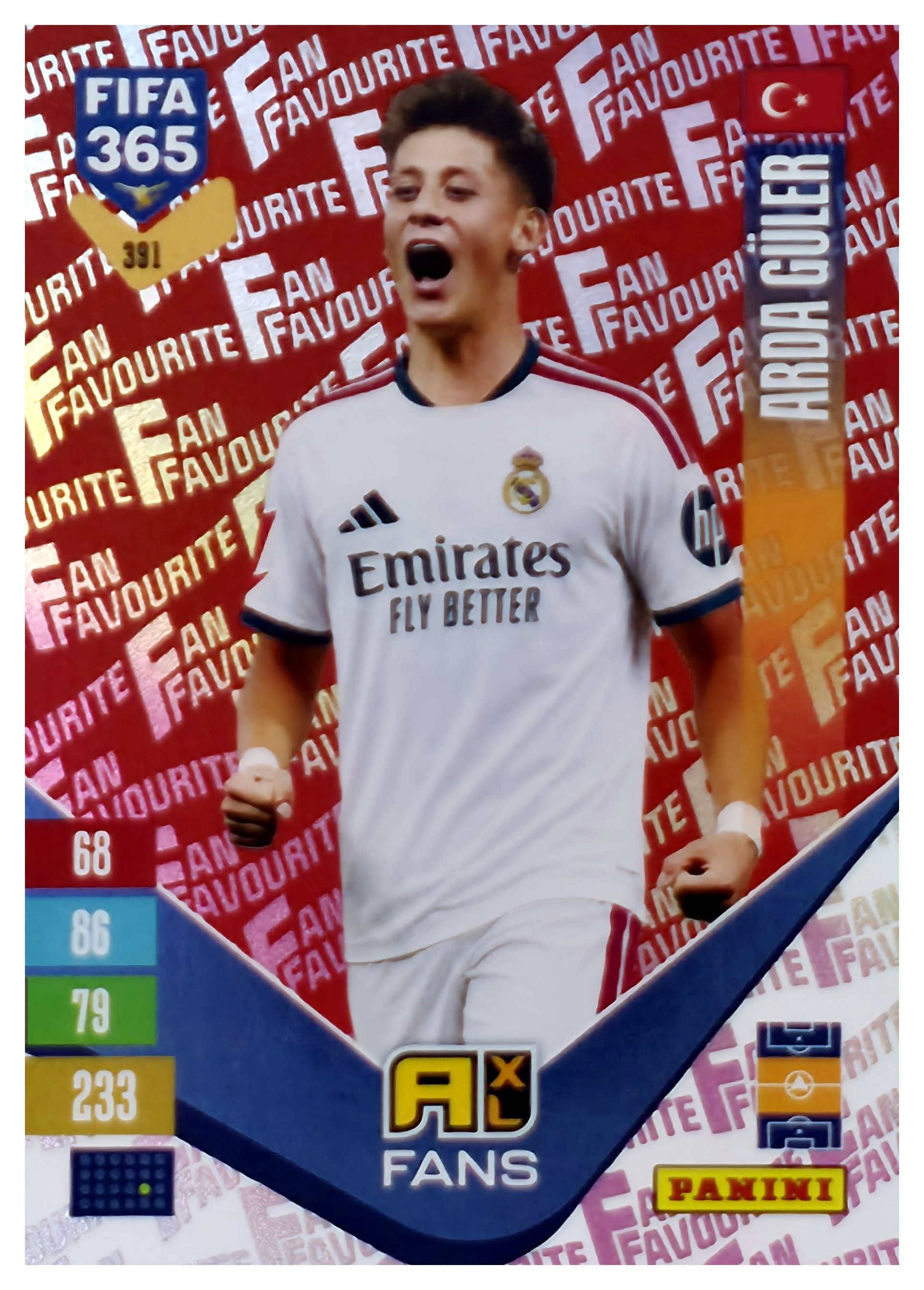 Arda Güler - Panini Adrenalyn XL FIFA 365 Fan Favourites 2026-27, Nr. 391 – Red, Insert (Art.-Nr. SG110601)
