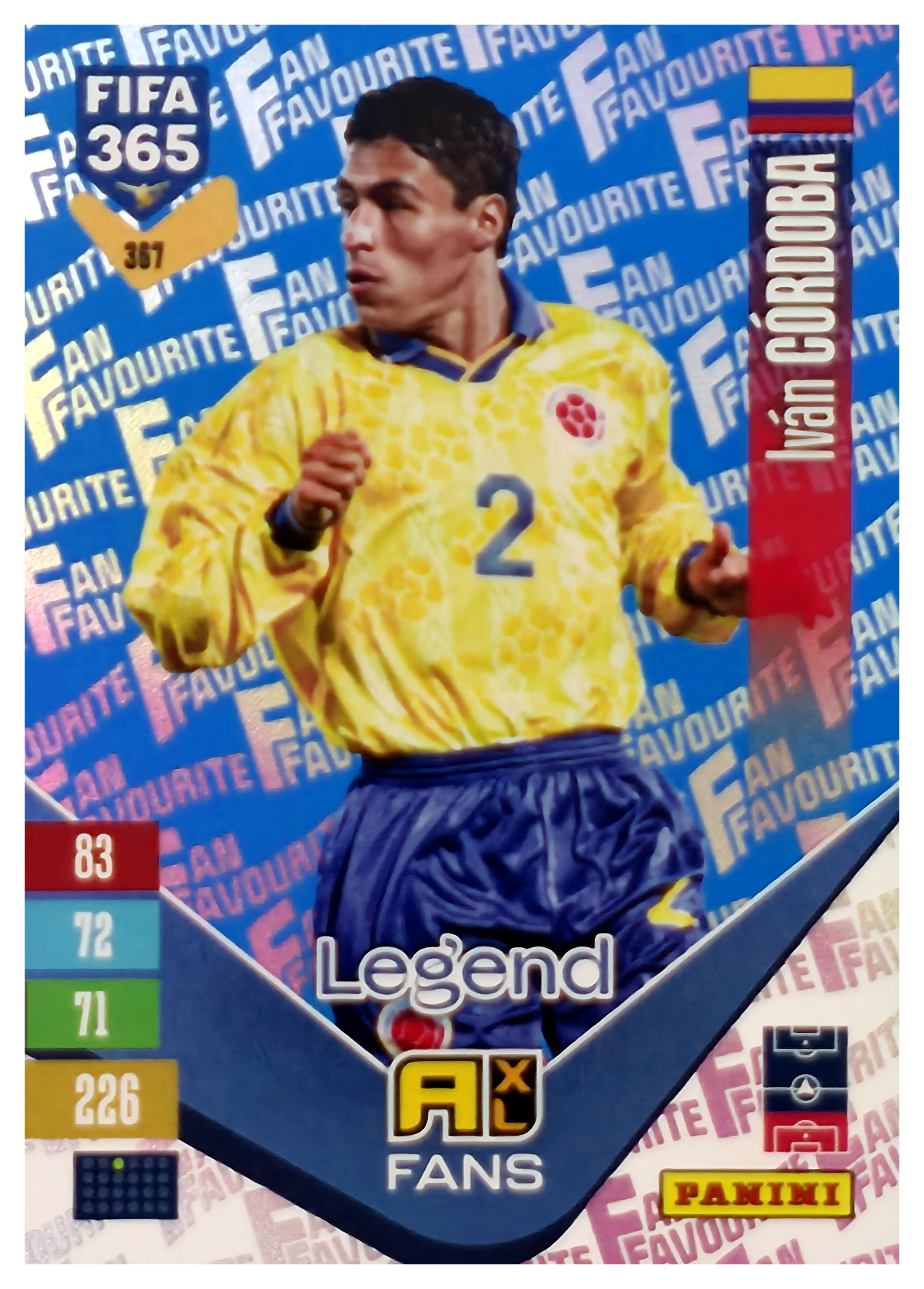 Iván Córdoba - Panini Adrenalyn XL FIFA 365 Fan Favourites 2026-27, Nr. 367 – Blue, Insert (Art.-Nr. SG110588)