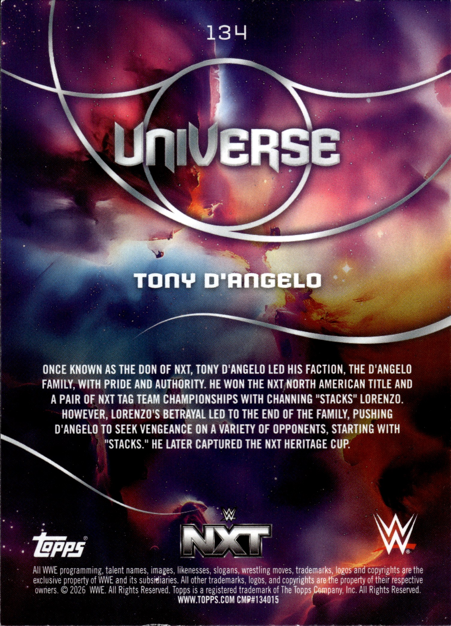 Tony D'Angelo - Topps WWE Universe Base Set 2026, Nr. 134