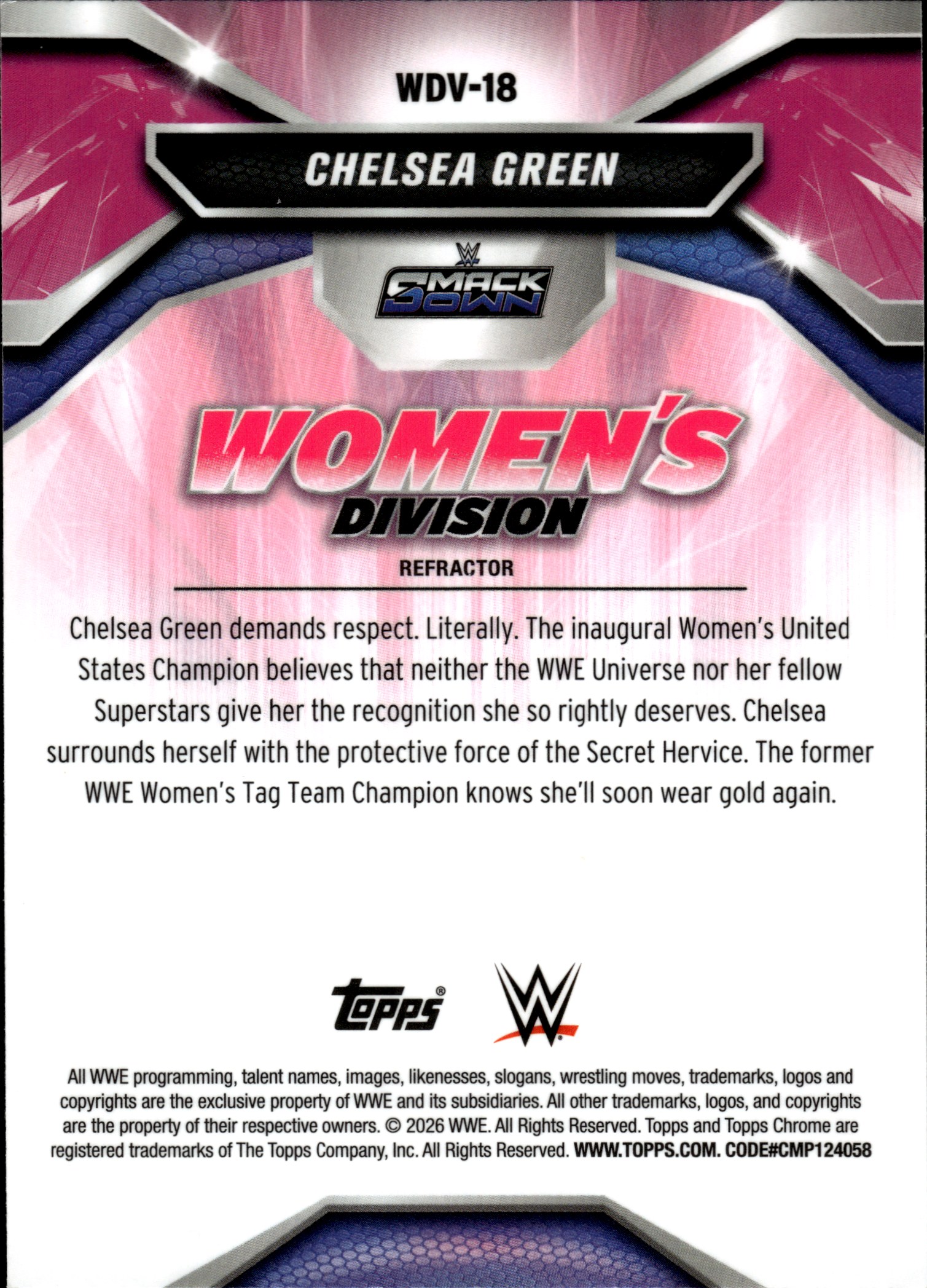 Chelsea Green - Topps Chrome WWE Women's Division 2026, Nr. WDV-18 – Refractor, Insert