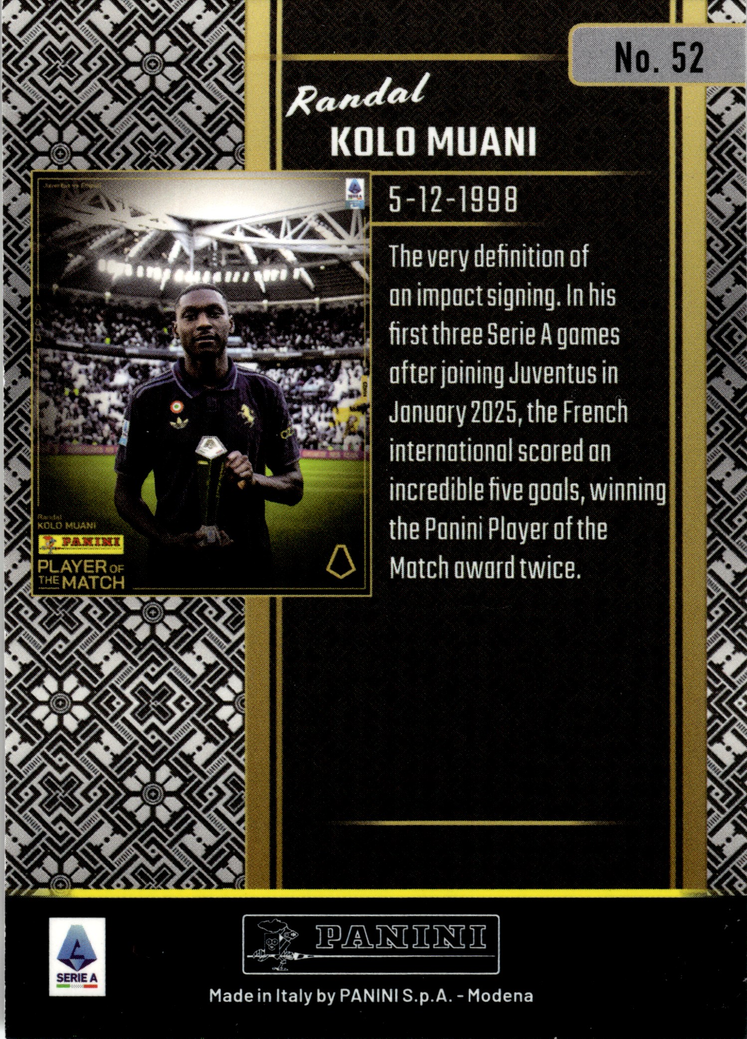 Randal Kolo Muani - Panini Player of the Match Base Set 2024-25, Nr. 52