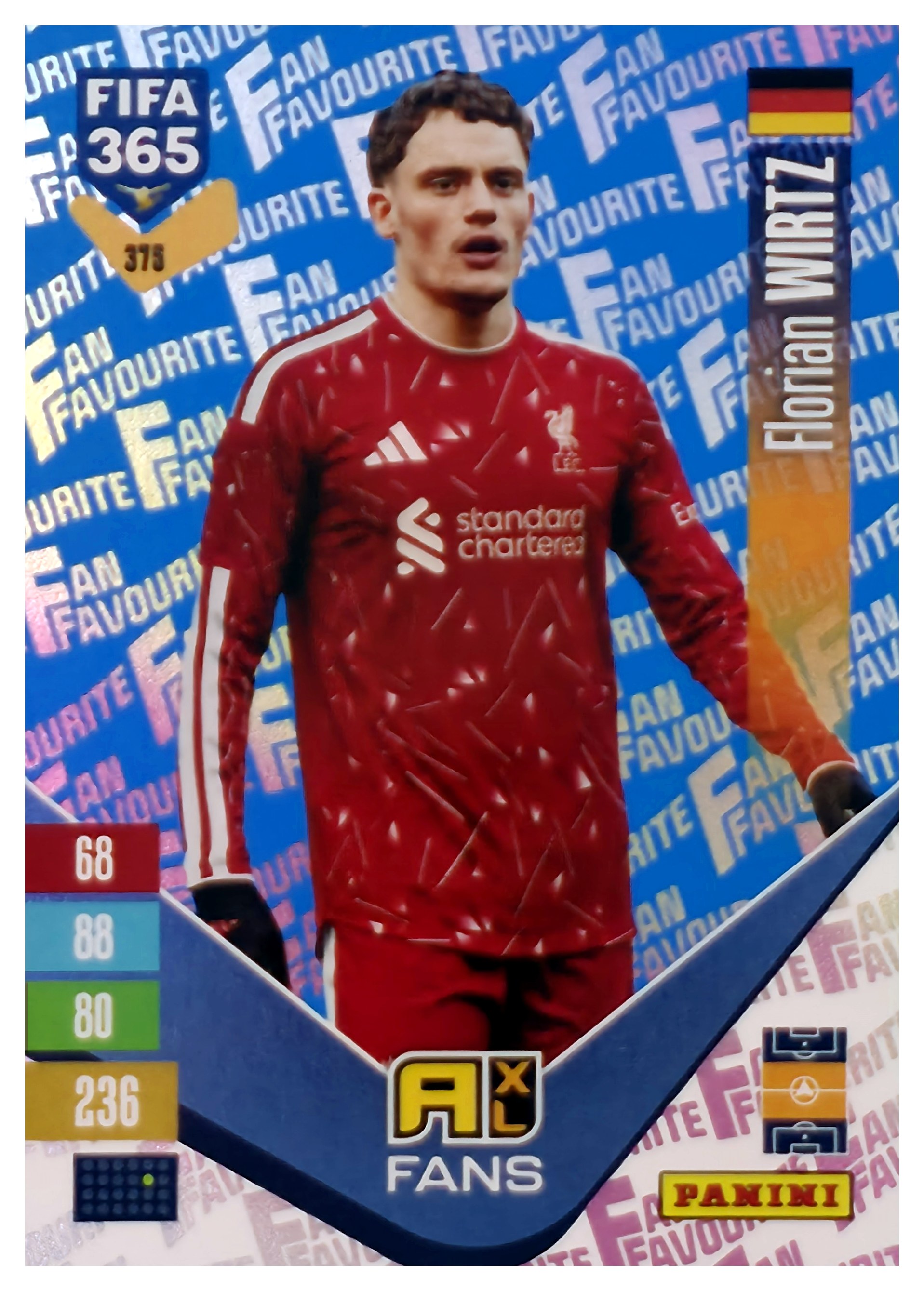 Florian Wirtz - Panini Adrenalyn XL FIFA 365 Fan Favourites 2026-27, Nr. 375 – Blue, Insert (Art.-Nr. SG110573)