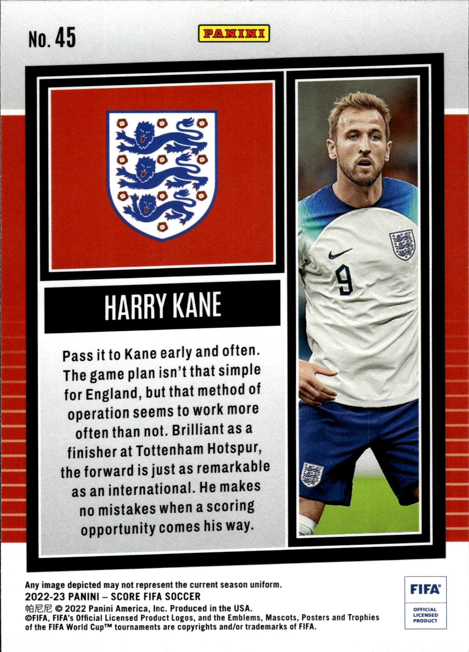 Harry Kane - Panini Score FIFA Soccer 2022-23, Nr. 45