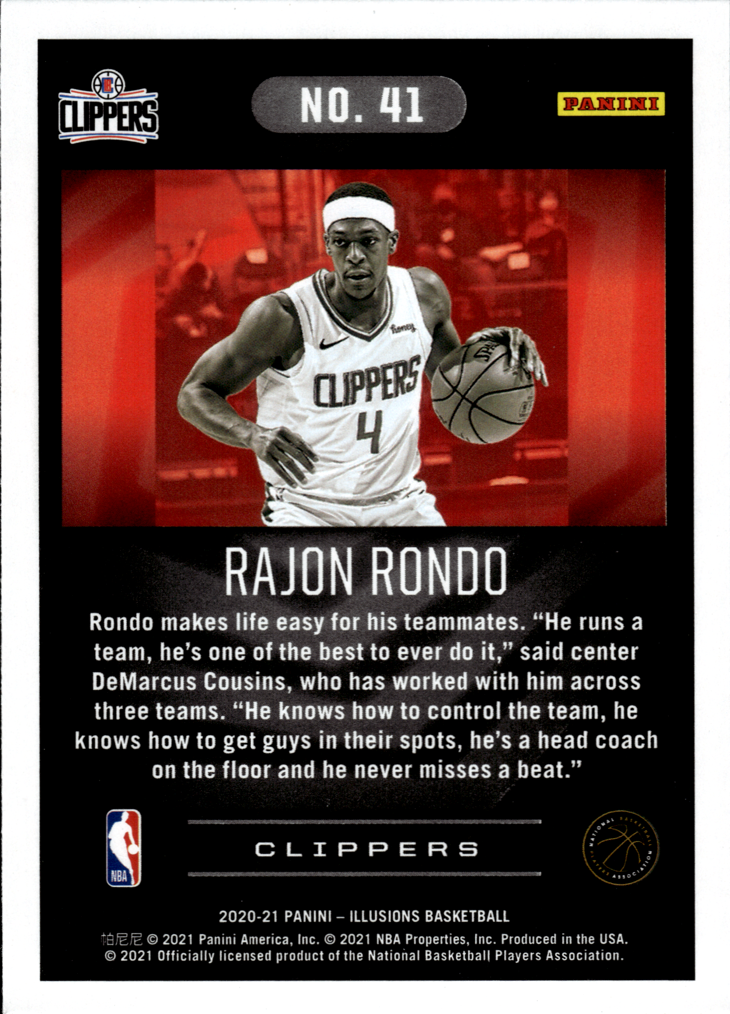 Rajon Rondo - Panini Illusions Base Set 2020-21, Nr. 41