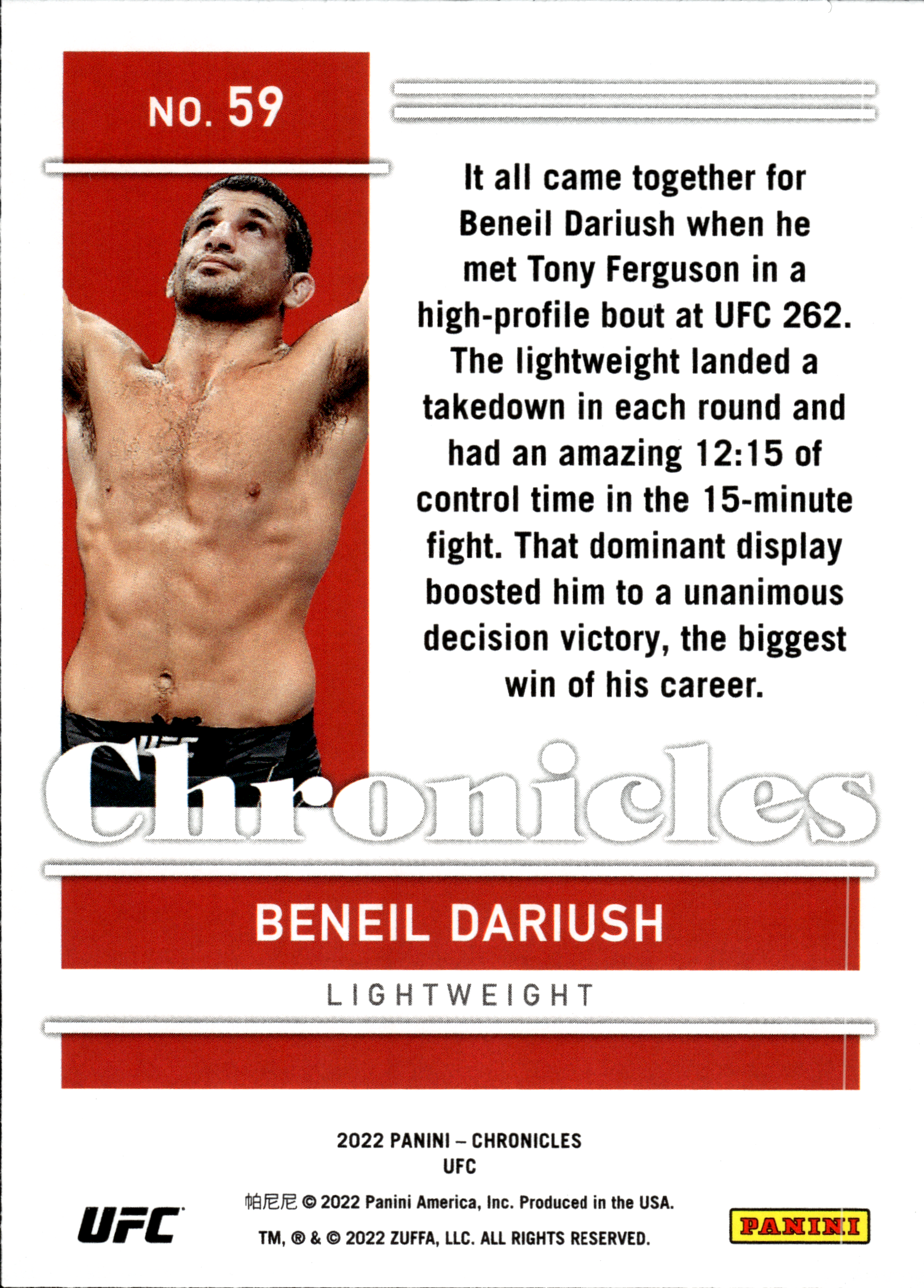 Beneil Dariush - Panini Chronicles UFC Base Set 2022, Nr. 59