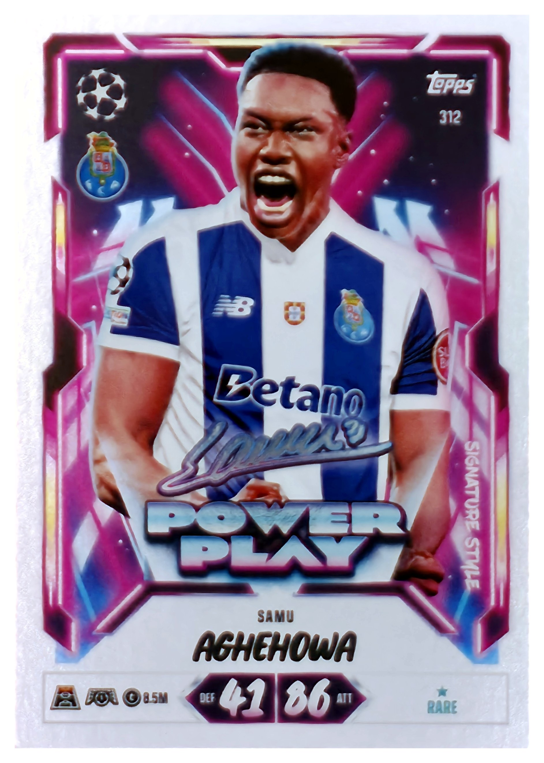 Samu Aghehowa - Topps Match Attax UEFA Club Competitions Power Play Signature Style 2026-27, Nr. 312 (Art.-Nr. SG107516)