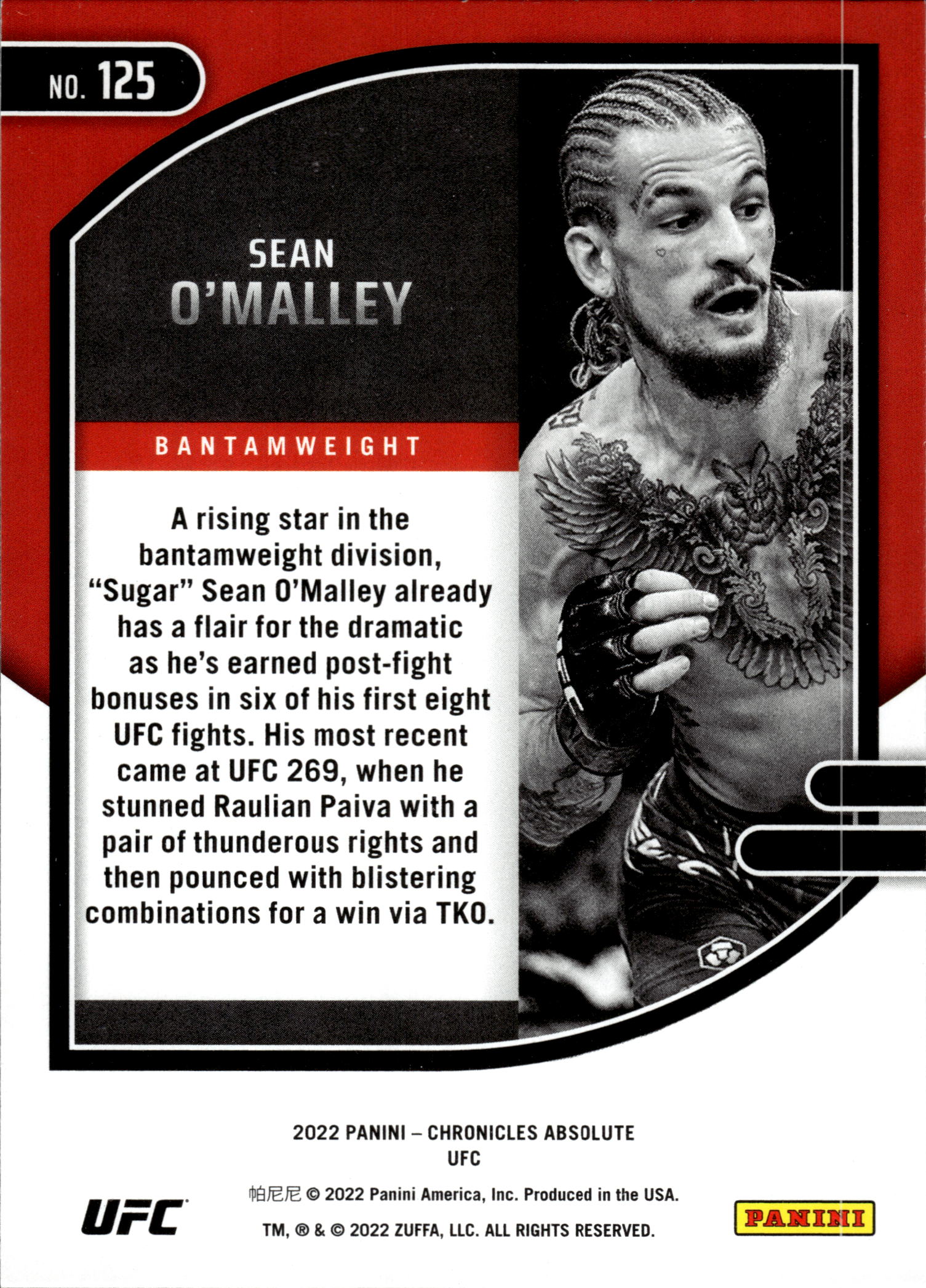 Sean O'Malley - Panini Chronicles UFC Absolute 2022, Nr. 125