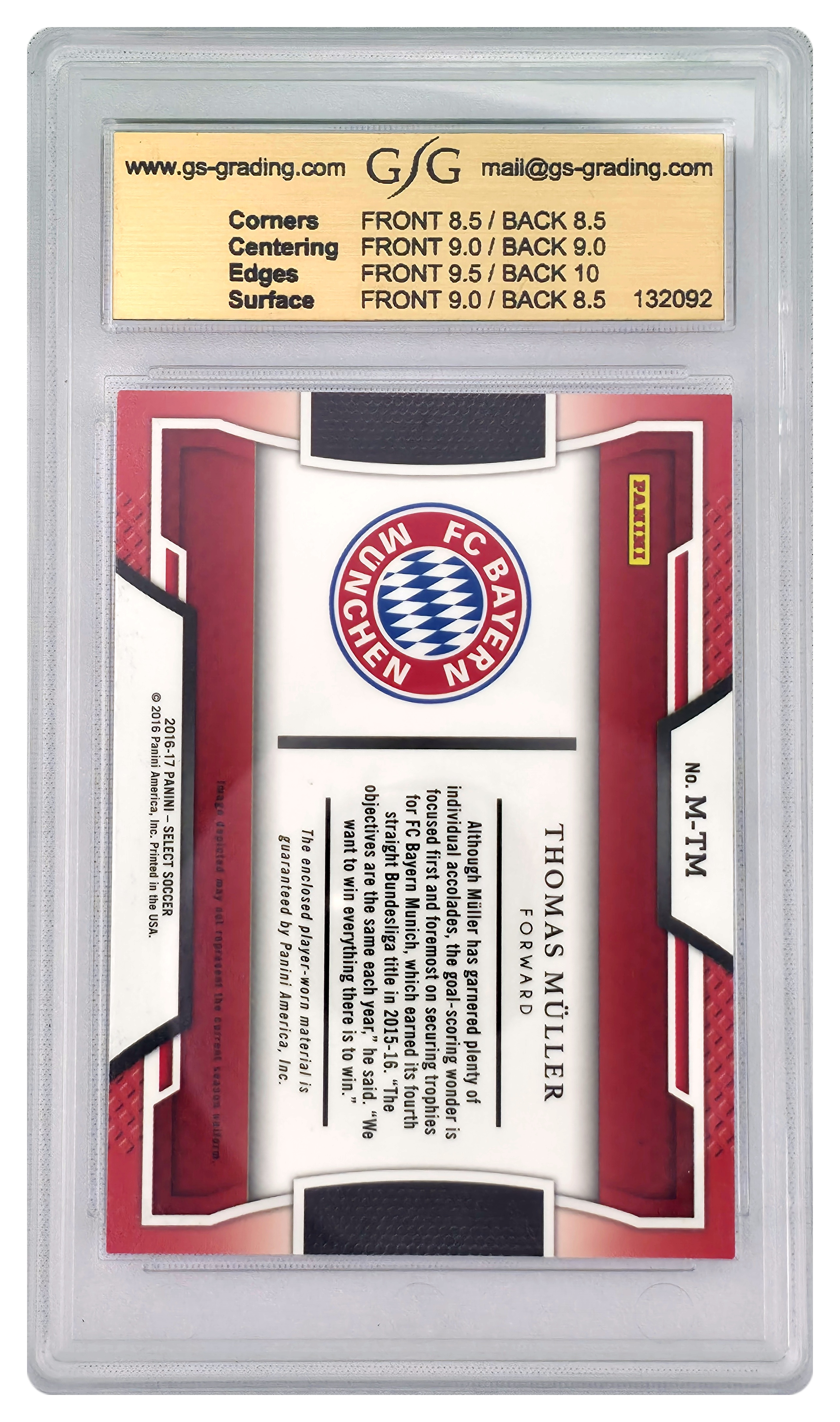 2016 Panini Select - Thomas Müller - Select Memorabilia - M-TM